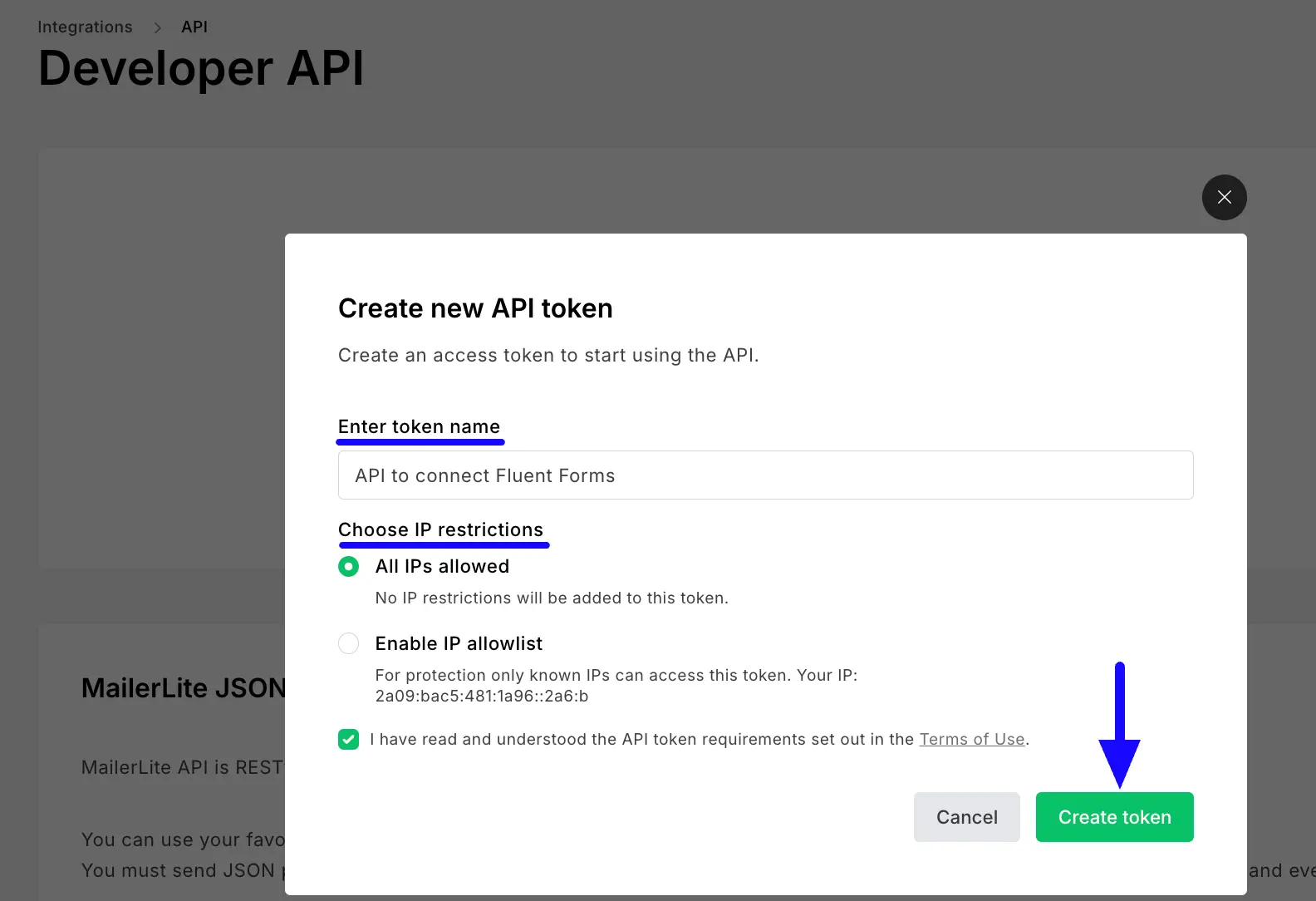 Create Token Fluent Forms