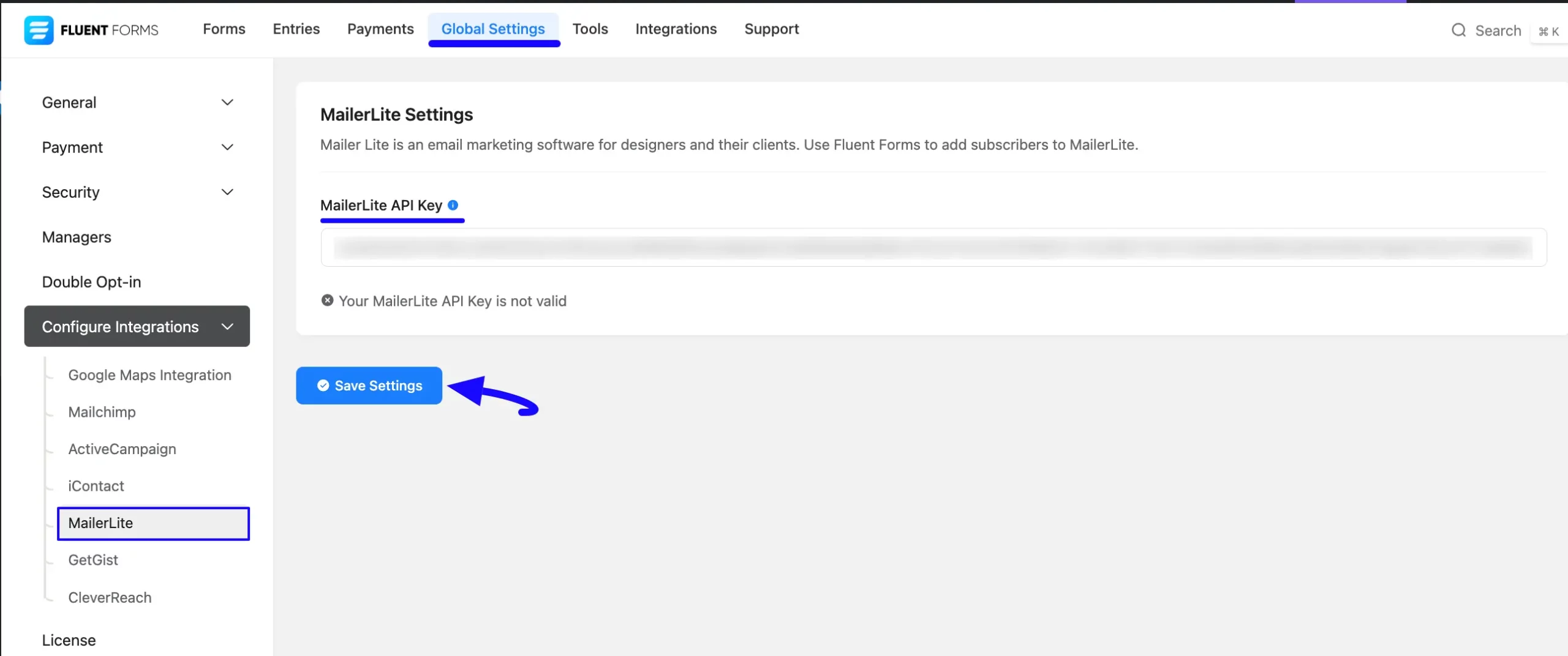 Paste API Key