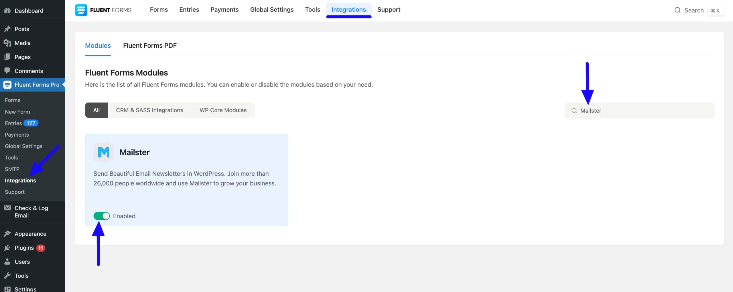 Enable Mailster Integration Integrate Mailster