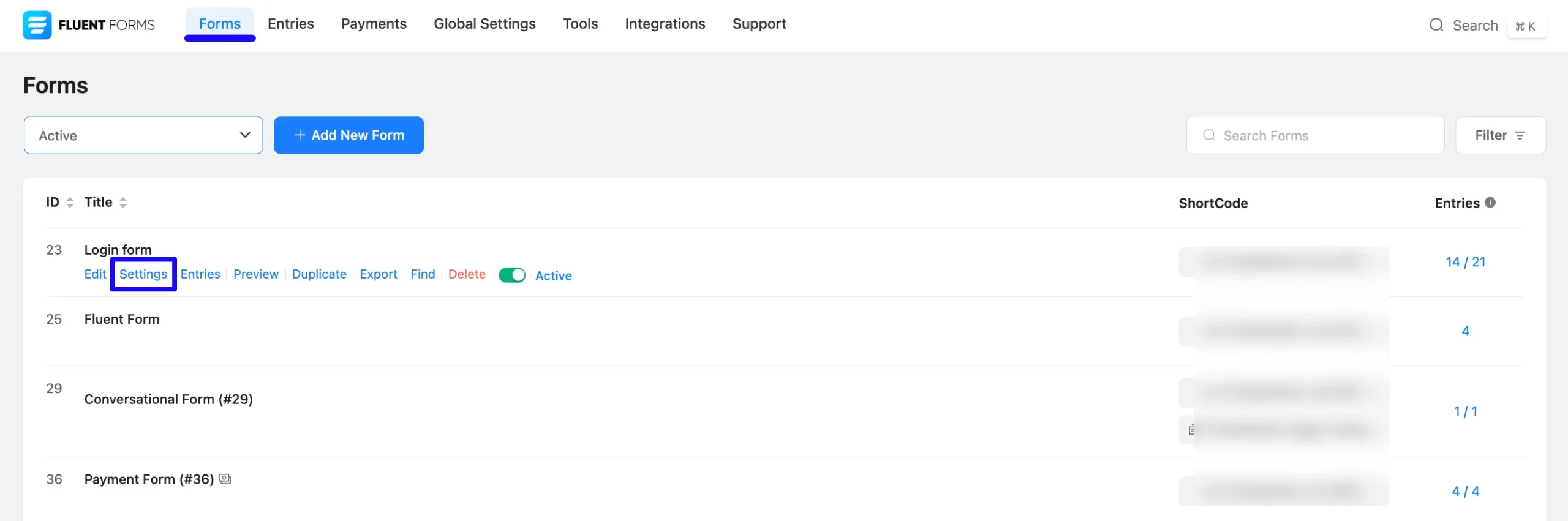 Open Settings Integrate Mailster