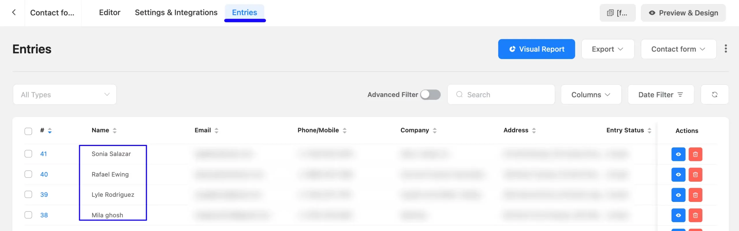 Entries Newly Added Subscribers