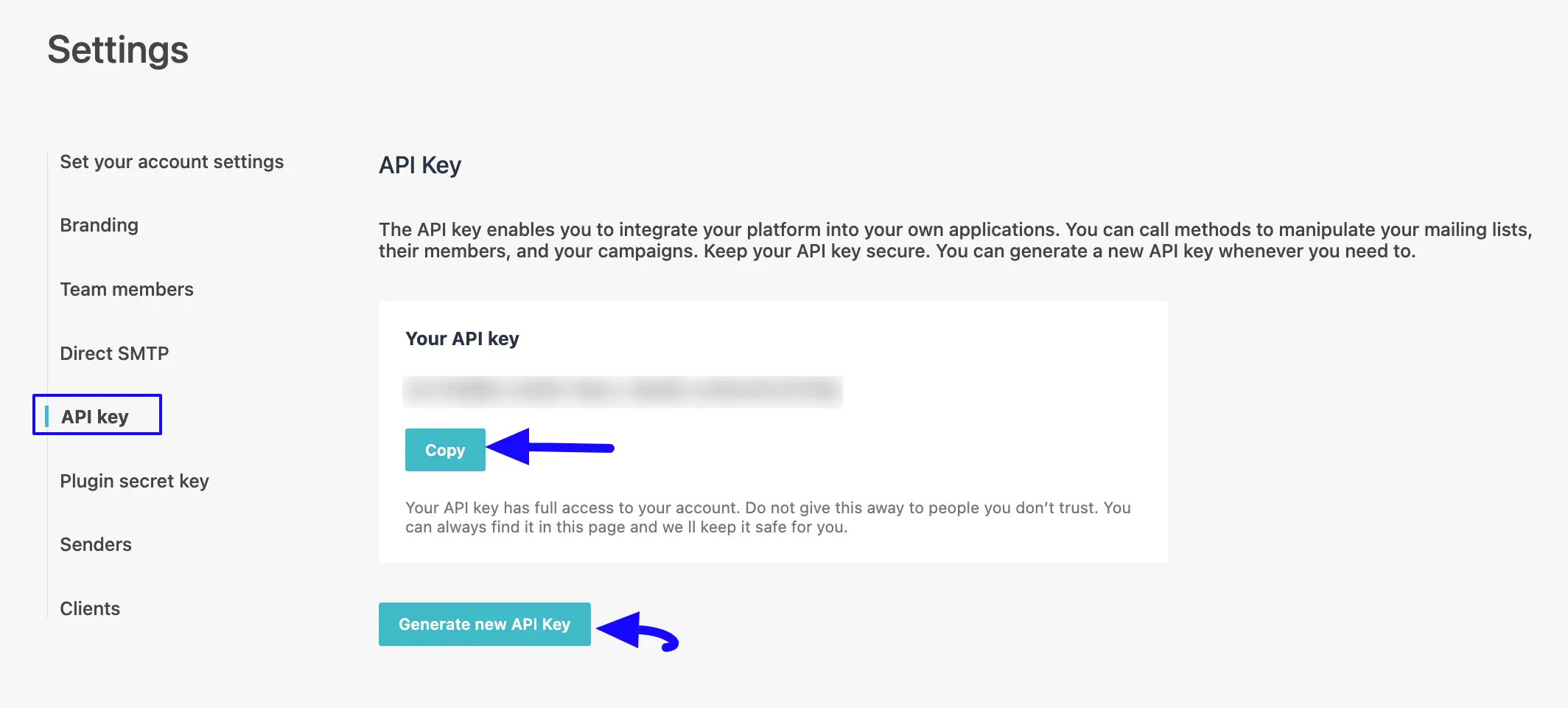 Copy API Key