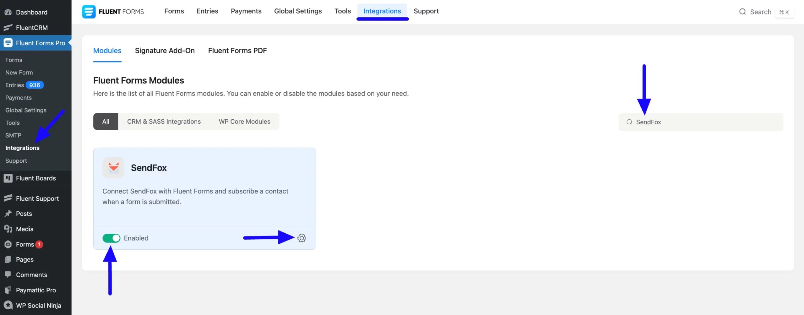 Enable Sendfox Integrate SendFox