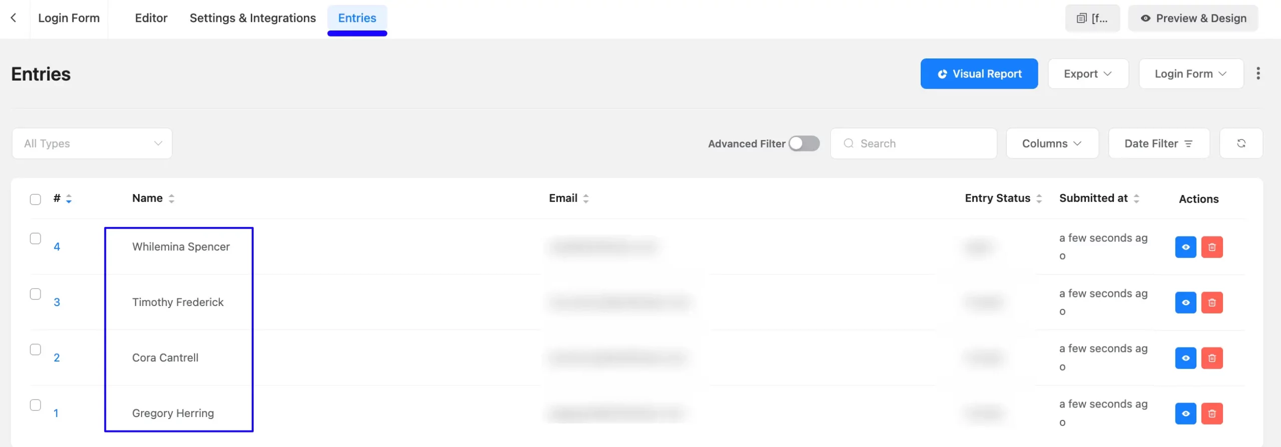 Entries Fluent Forms