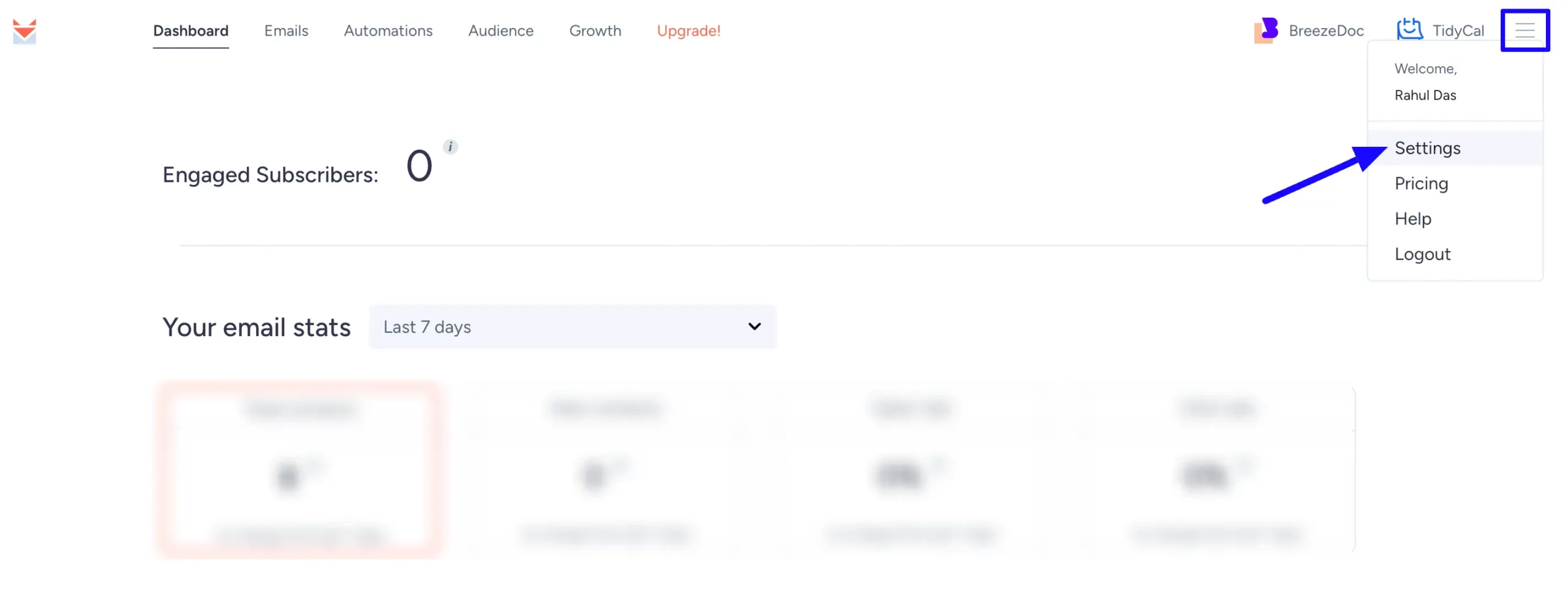 Sendfox Settings Page
