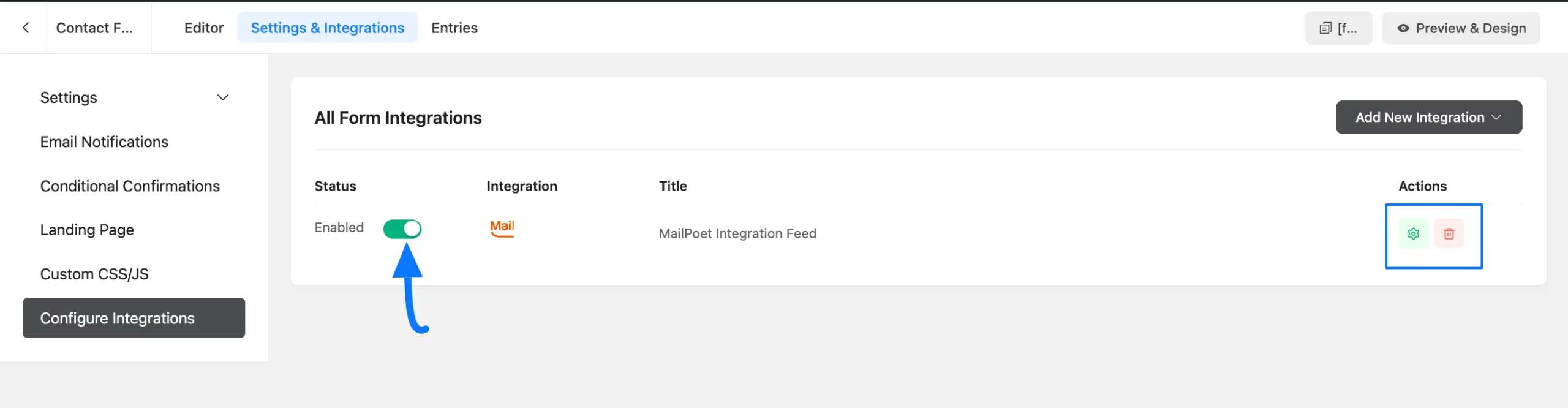 Added MailPoet Integration Feed