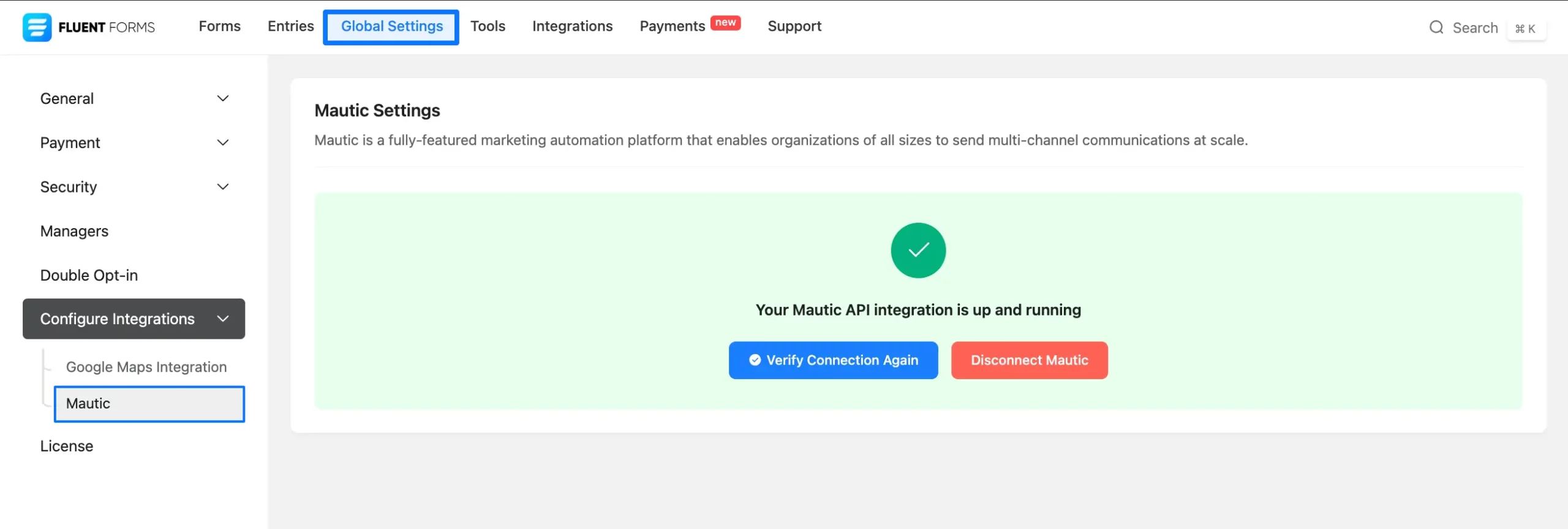 Configured Mautic Integration