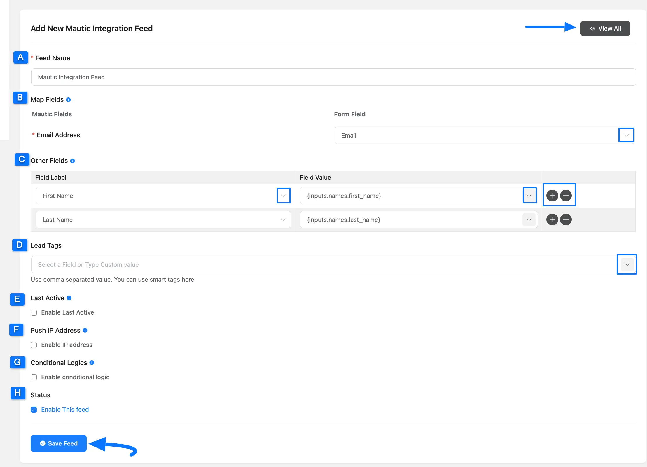 Add Mautic Integration Feed Page