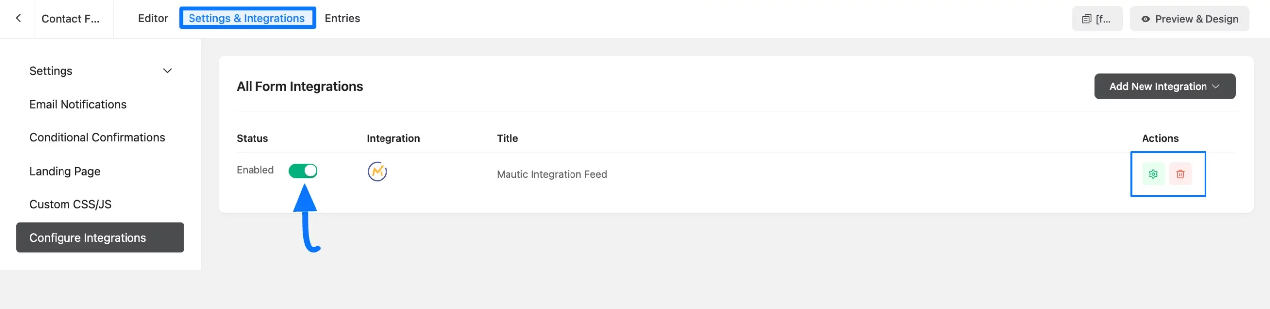 Enabled Mautic Integration Feed