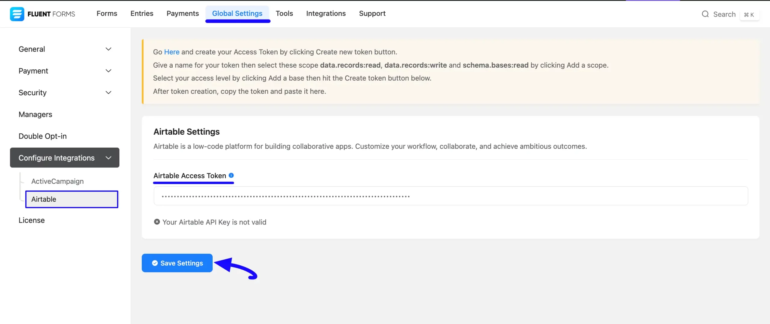 Paste Access Token