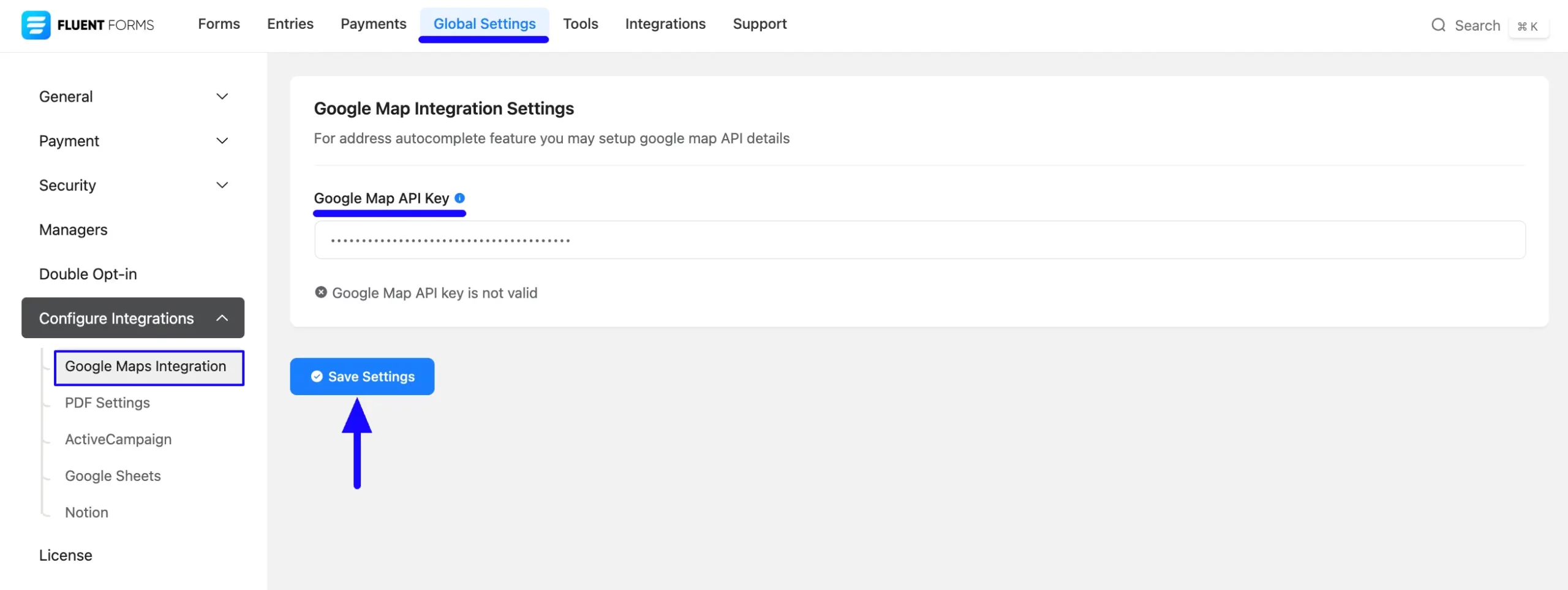 Paste API Key
