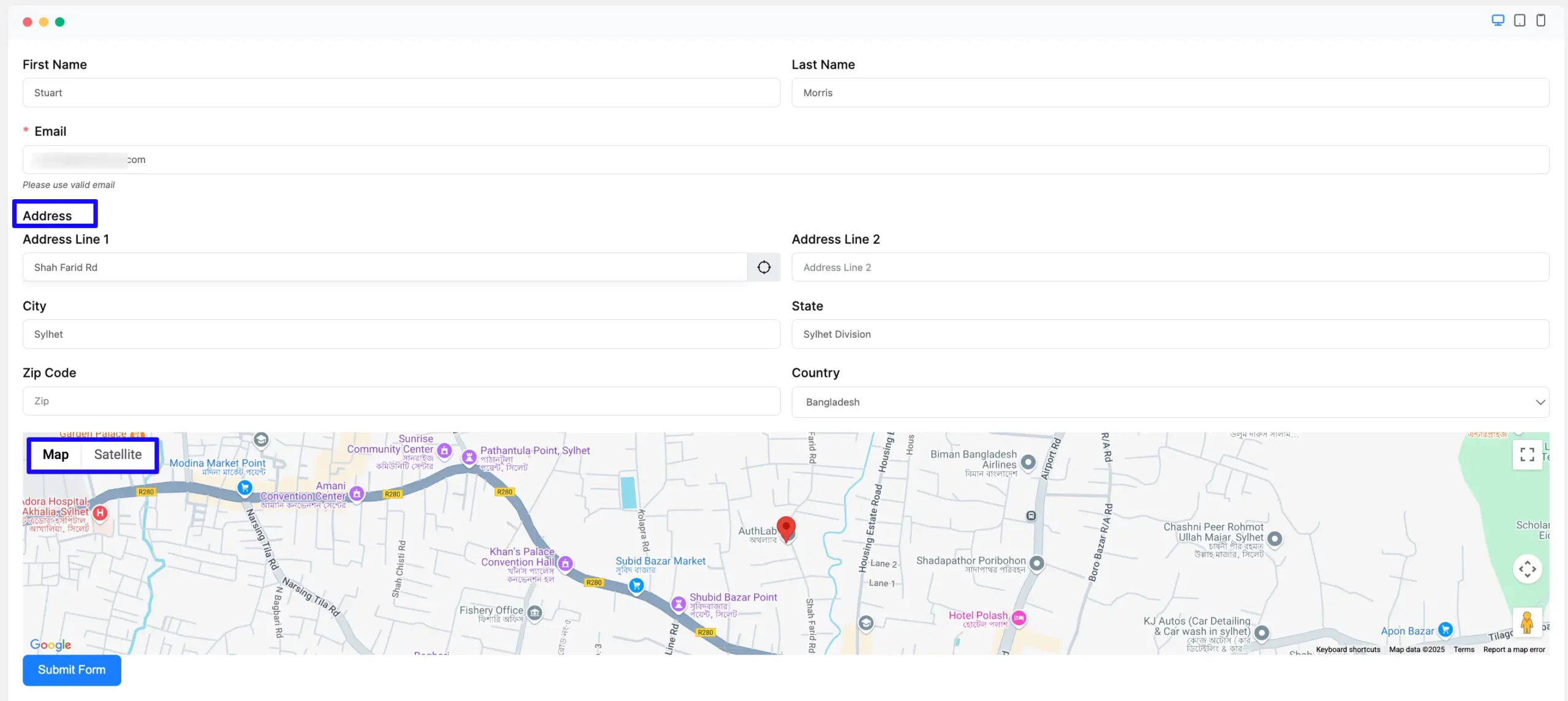 Map Preview Fluent Forms