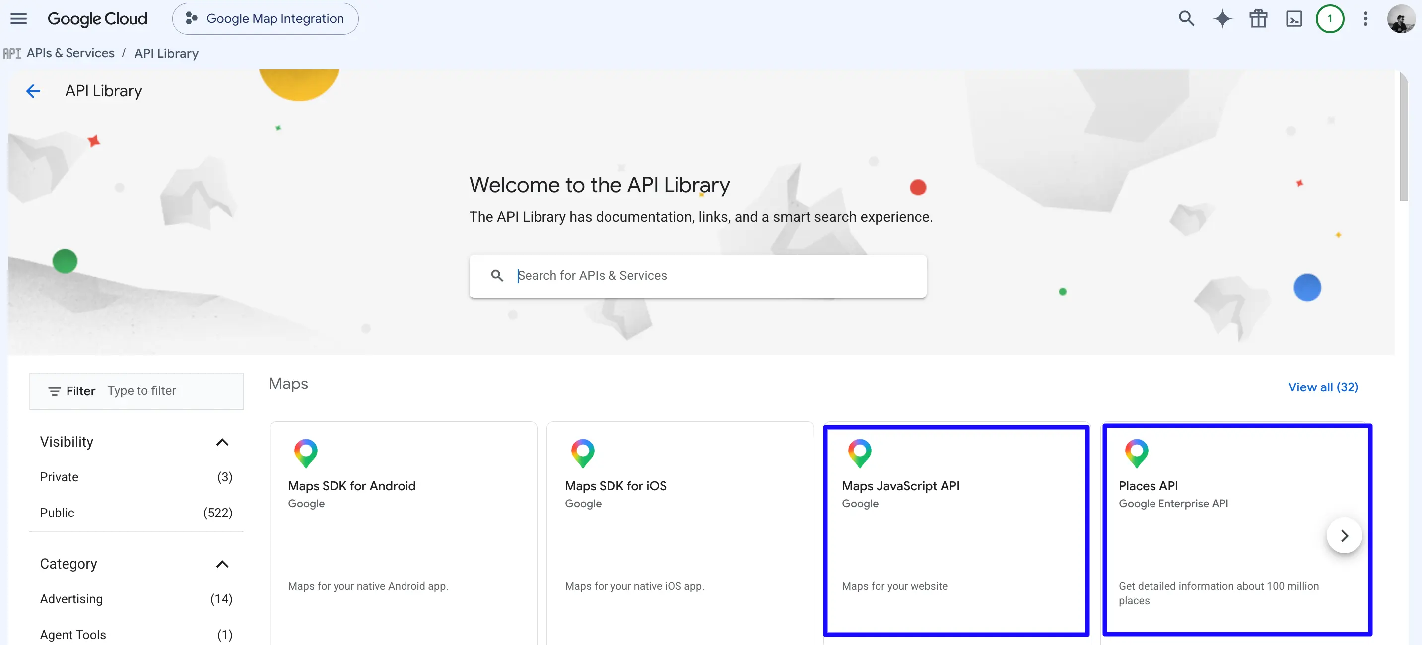 Enable Apis And Services Integrate Google Maps