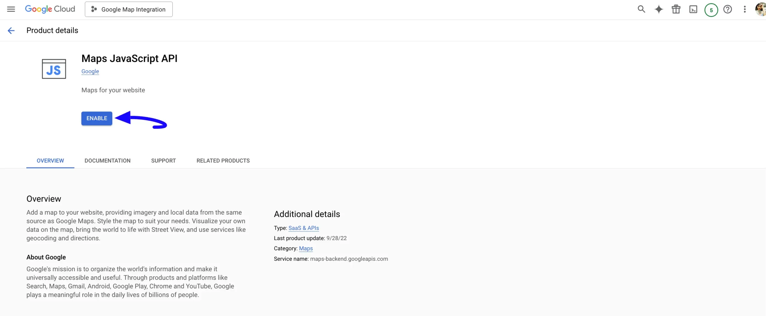 Enable Maps Javascript API Integrate Google Maps