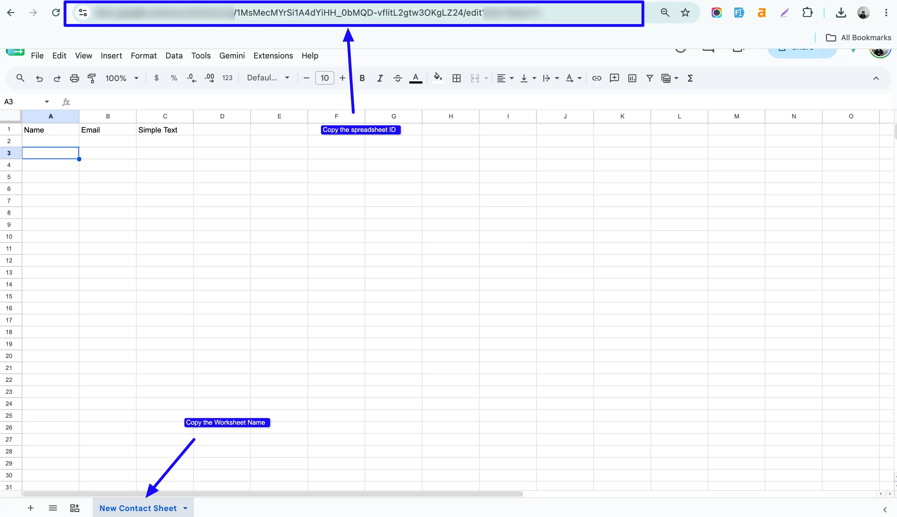 Copy Spreadsheet ID And Worsheet Name