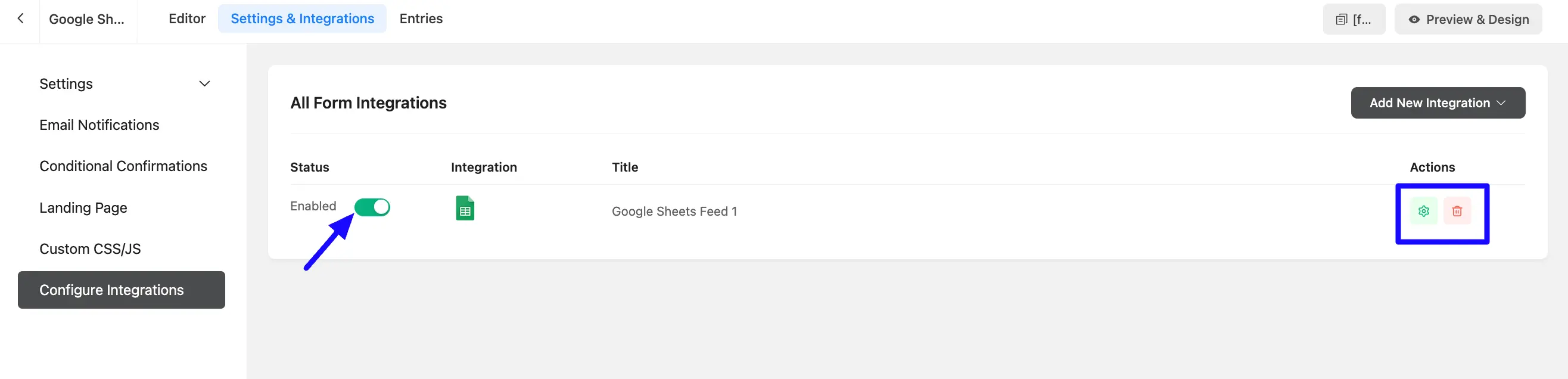 Added Google Sheets Integration Feed