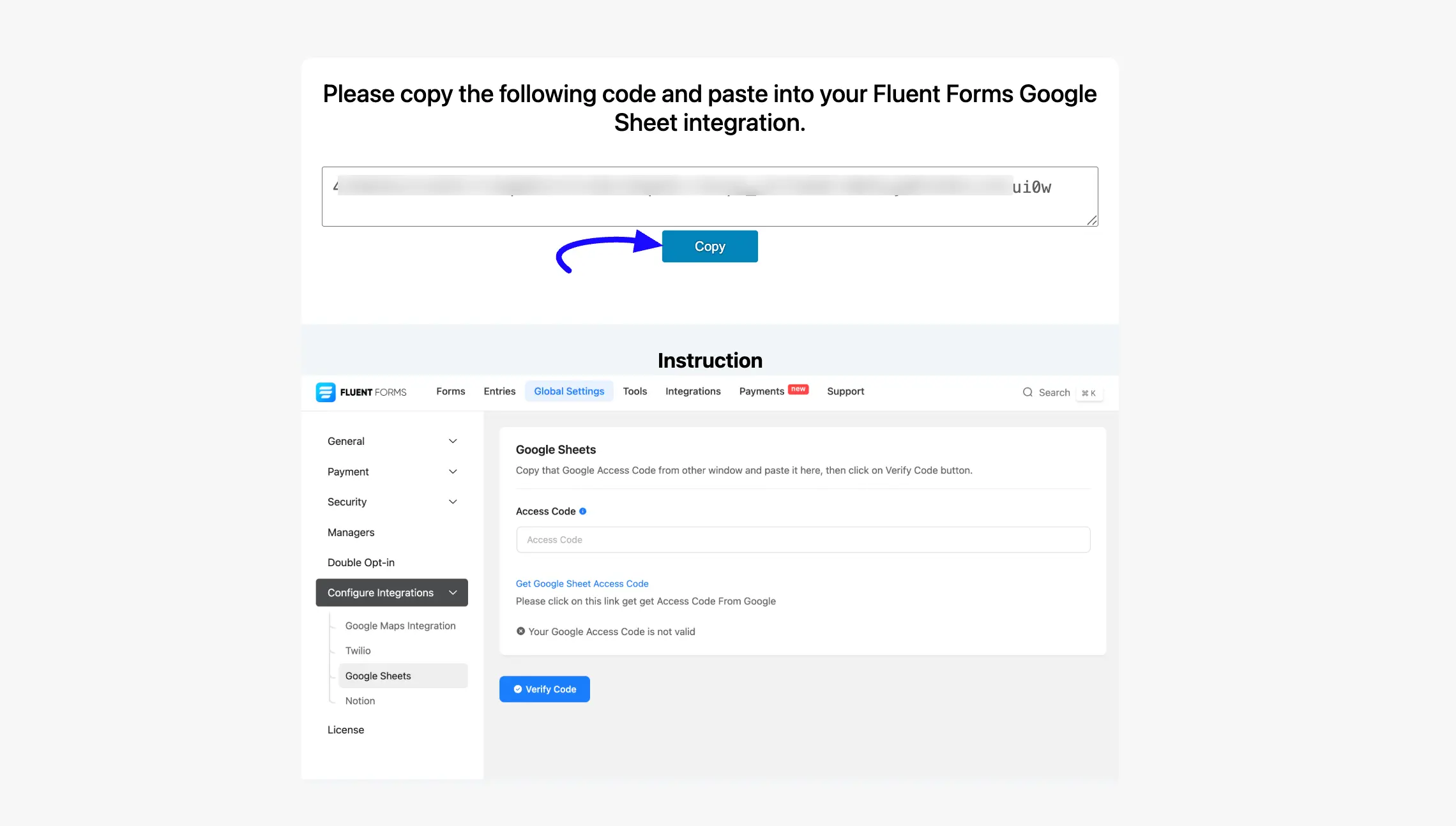 Copy Access Code