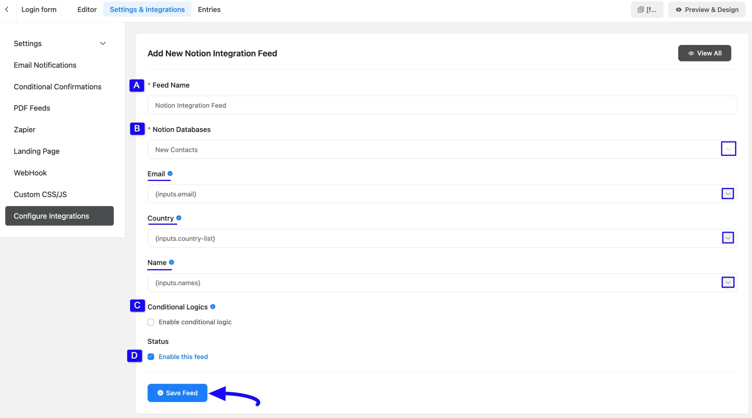 Save Feed Integrate Notion