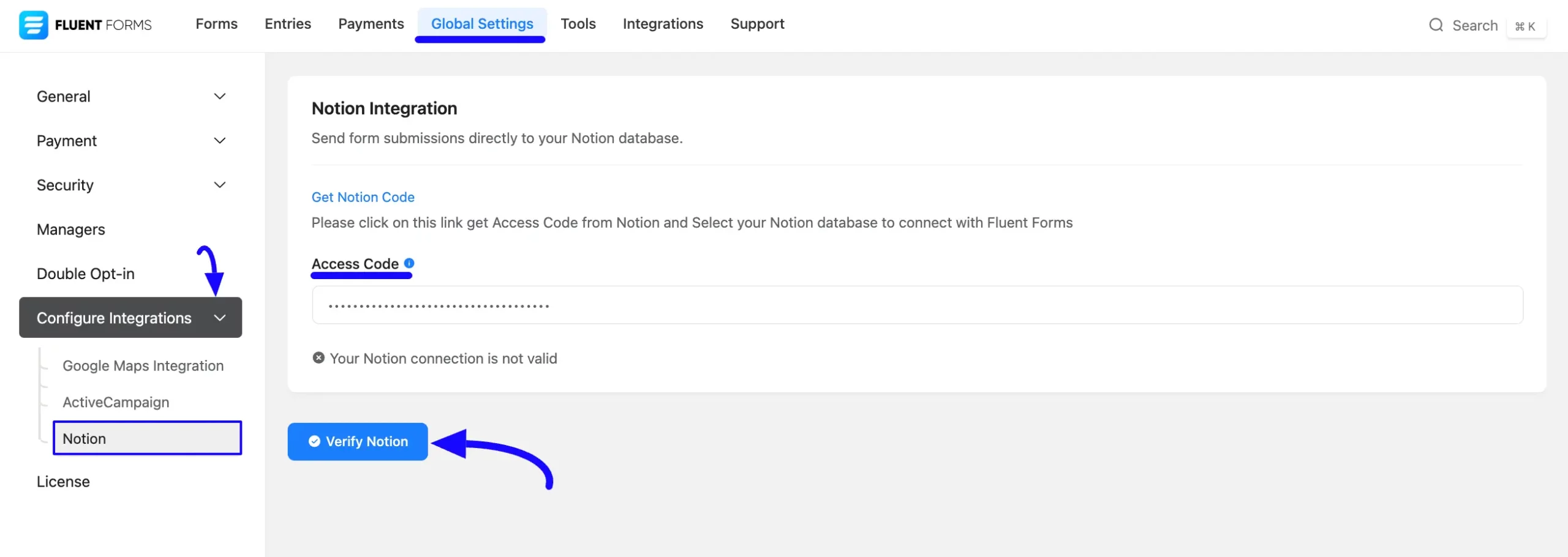 Paste Access Code