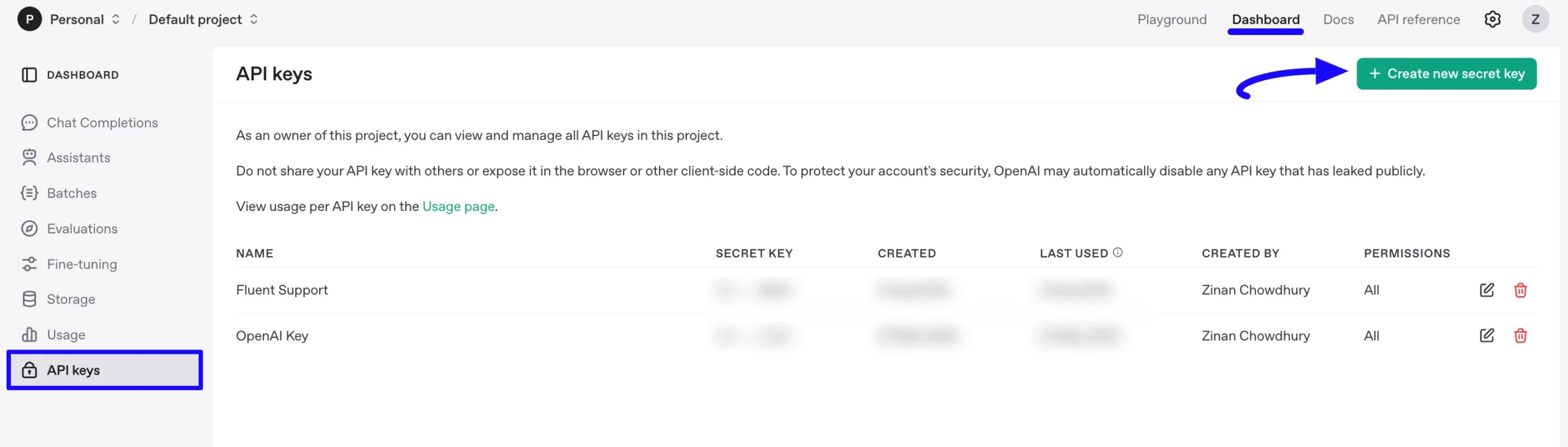 Create Secret Key