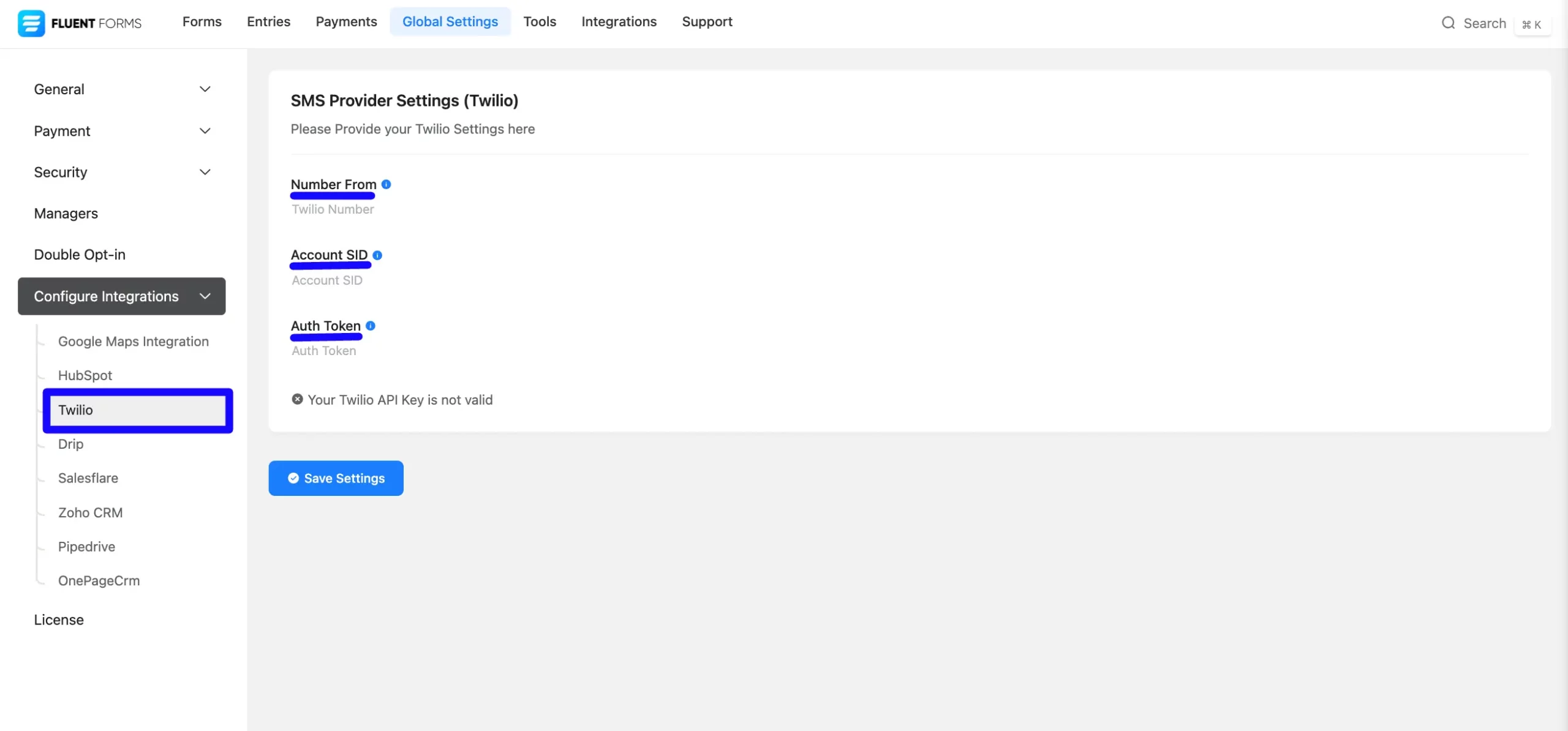 Twilio Integration step