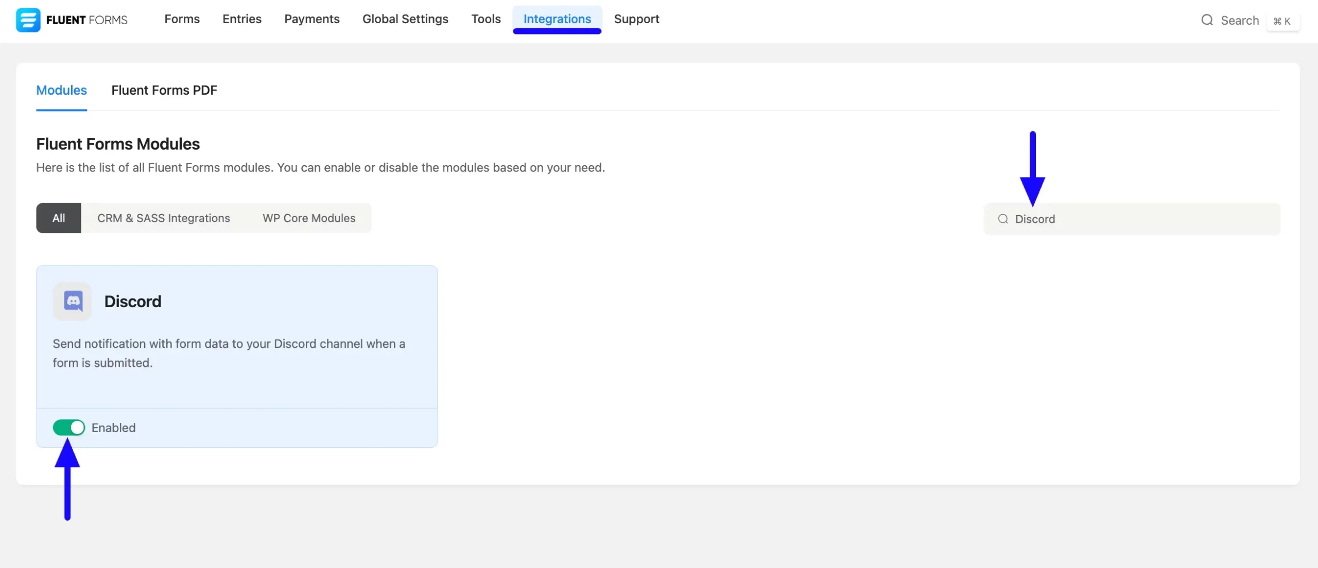 Enabled Discord Module