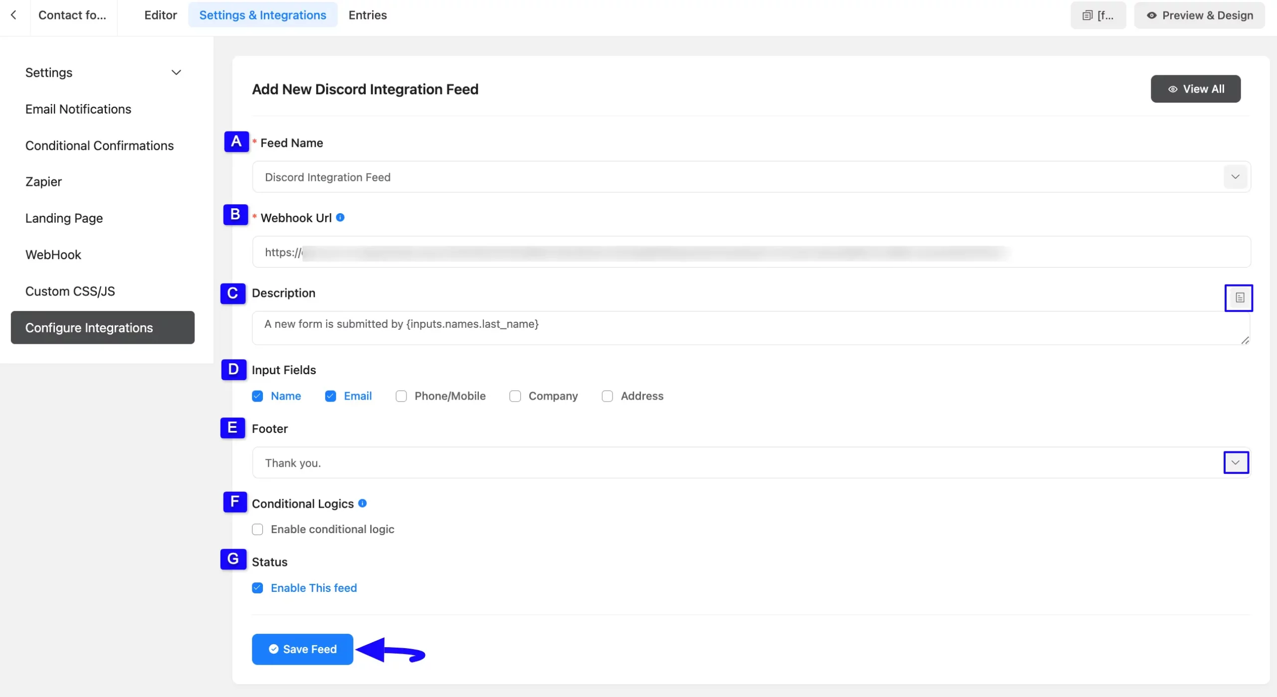 Save Feed Button Integrate Discord