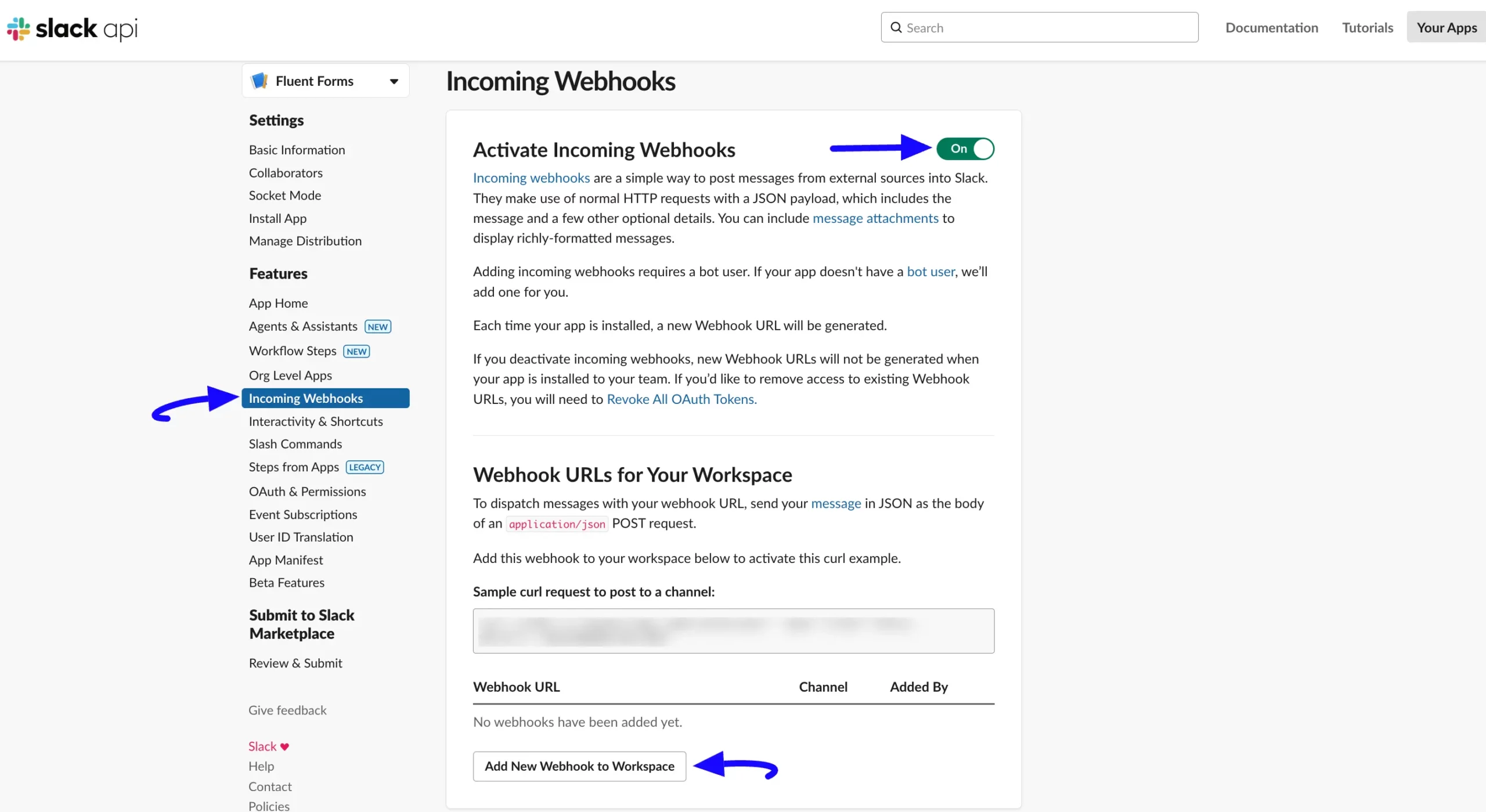 Incoming Webhooks Fluent Forms
