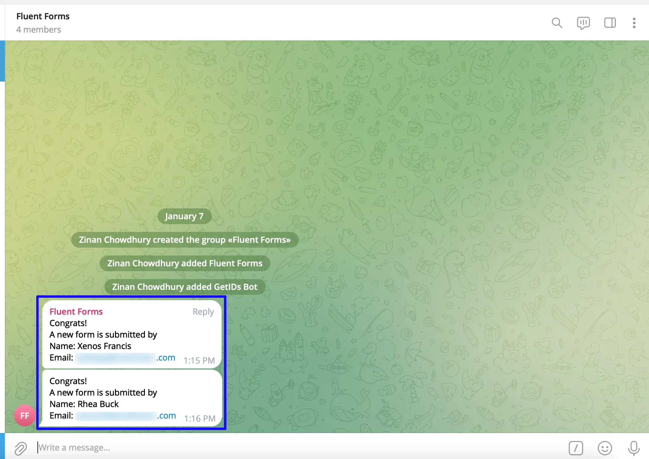 Preview Added Notification Integrate Telegram