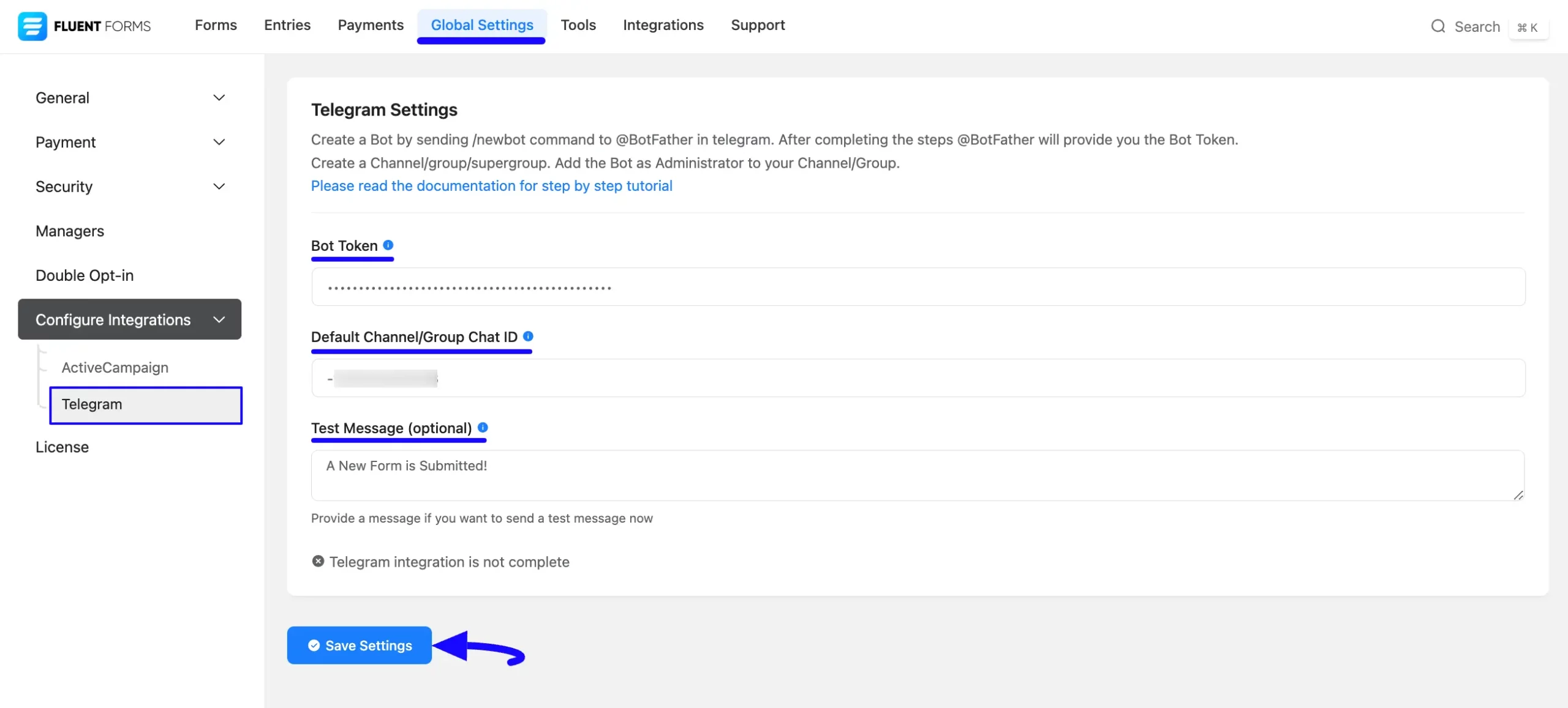 Paste Bot Token And Chat ID