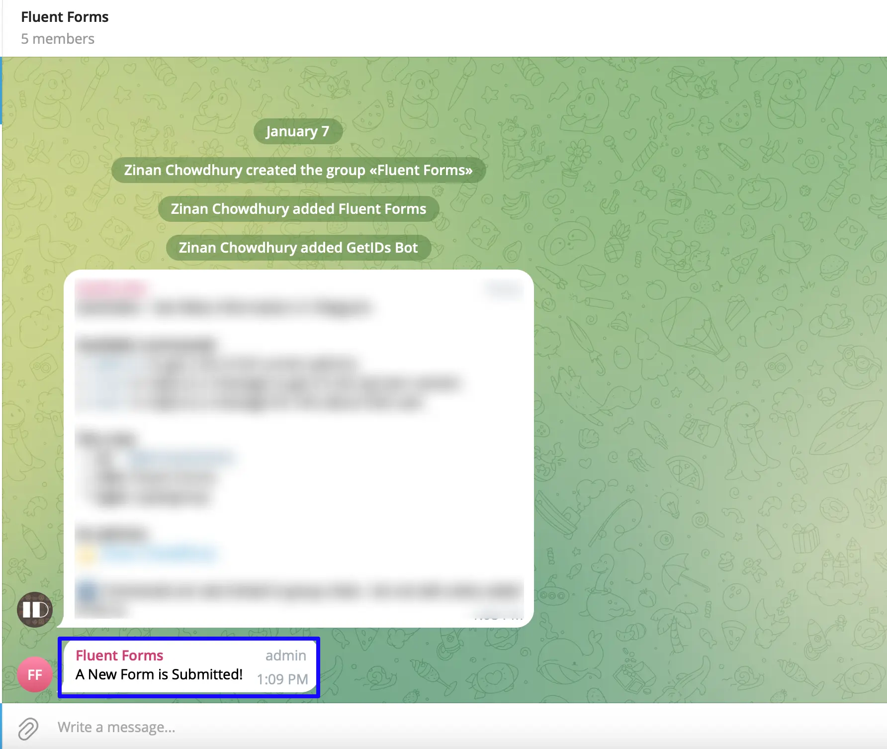 Preview Test Message Integrate Telegram