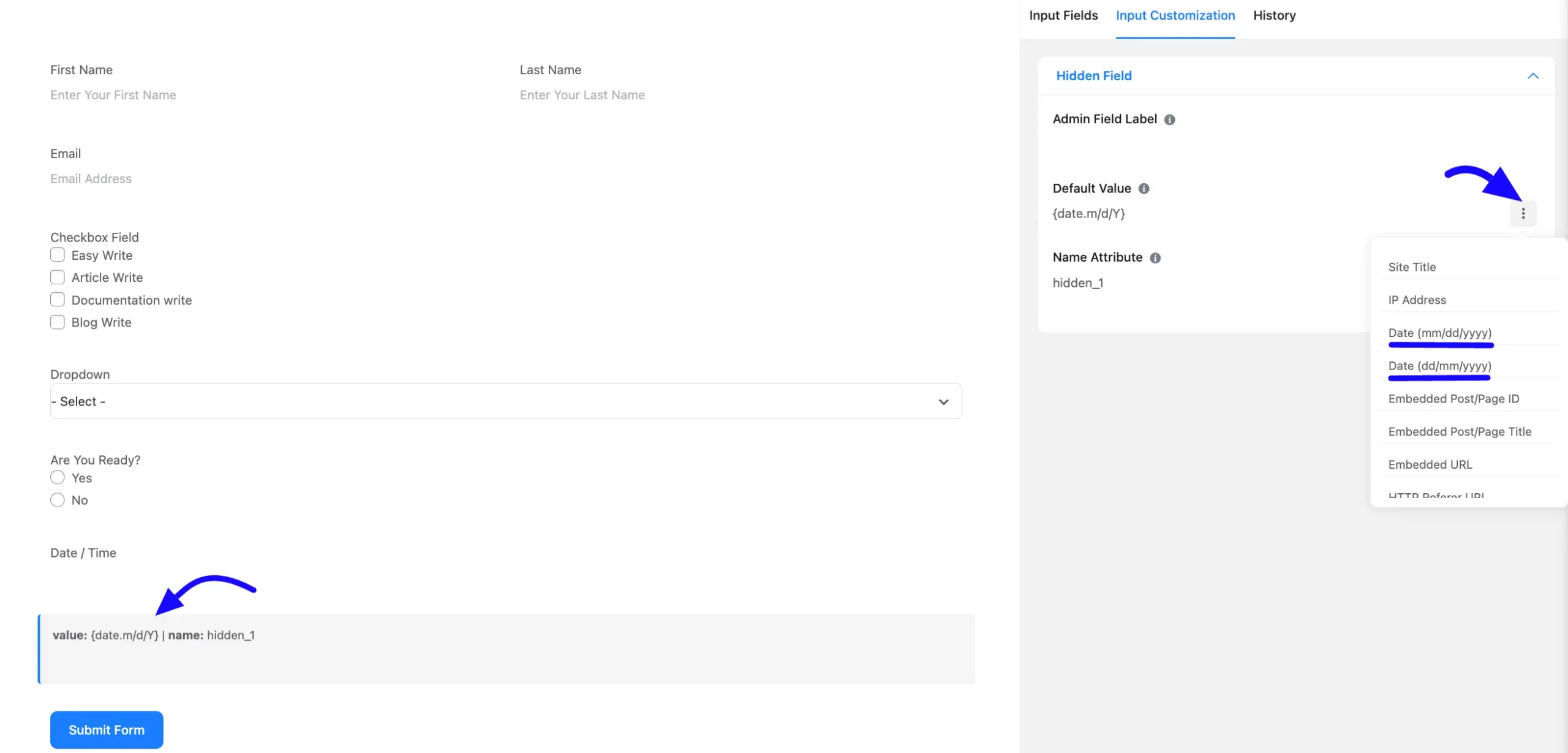 a Date and Time Stamp to Form Entries step