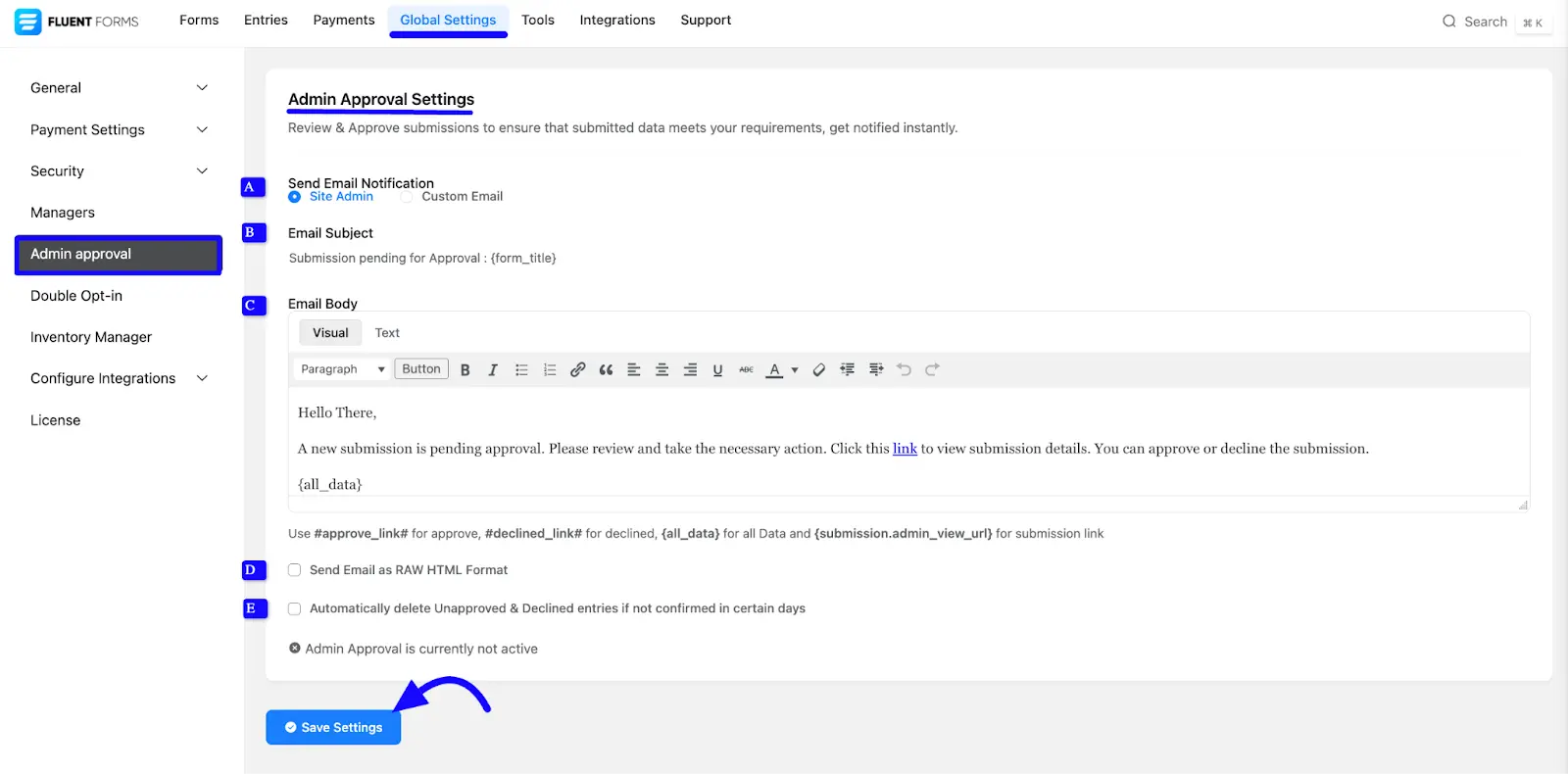 Admin Approval Feature step