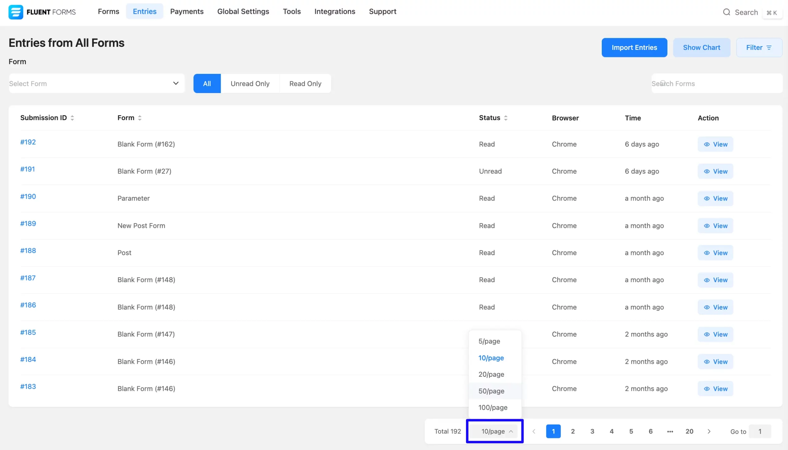 Pagination Fluent Forms