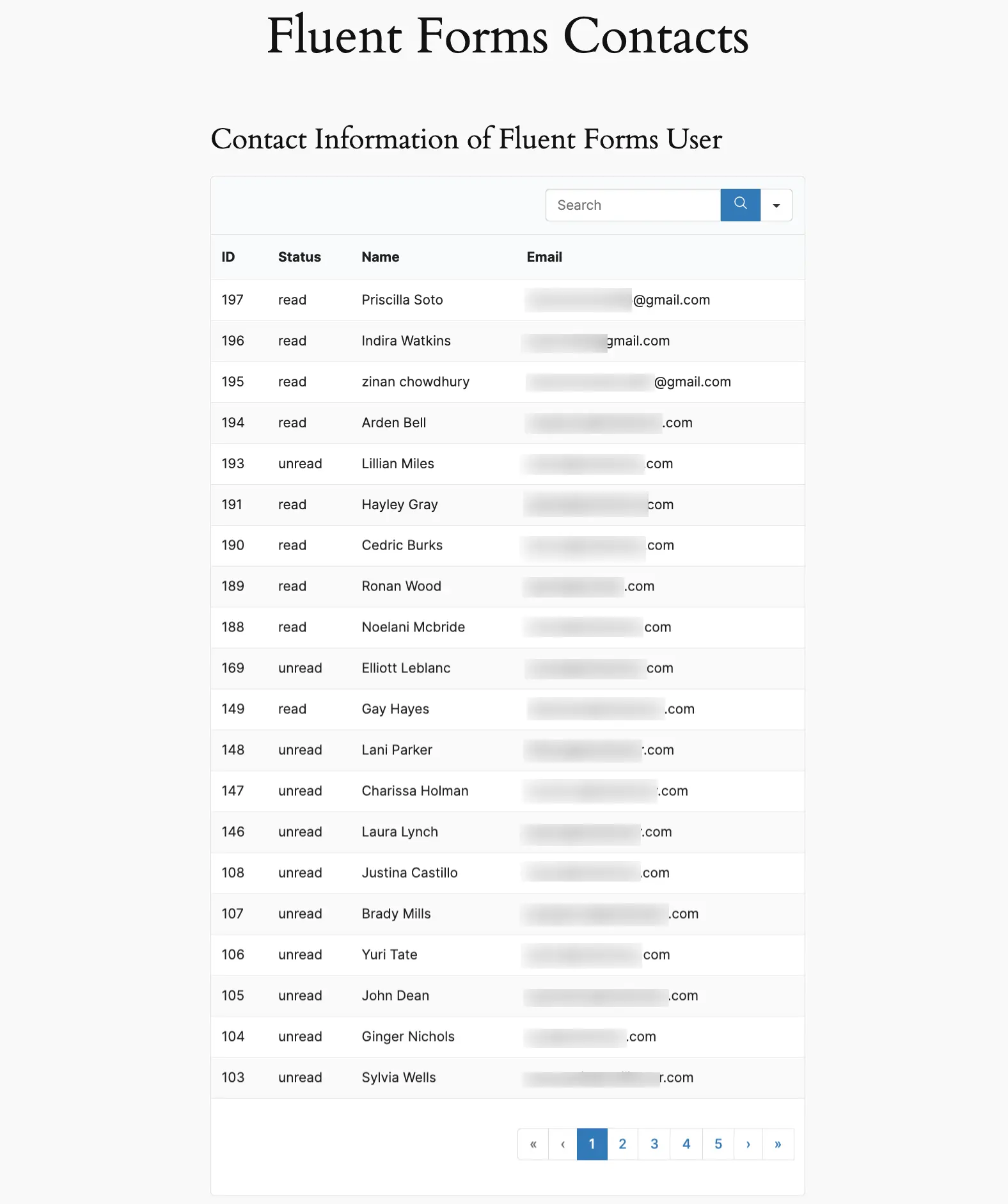 Preview Entries Page Using Ninja Table Show Fluent Forms Entries