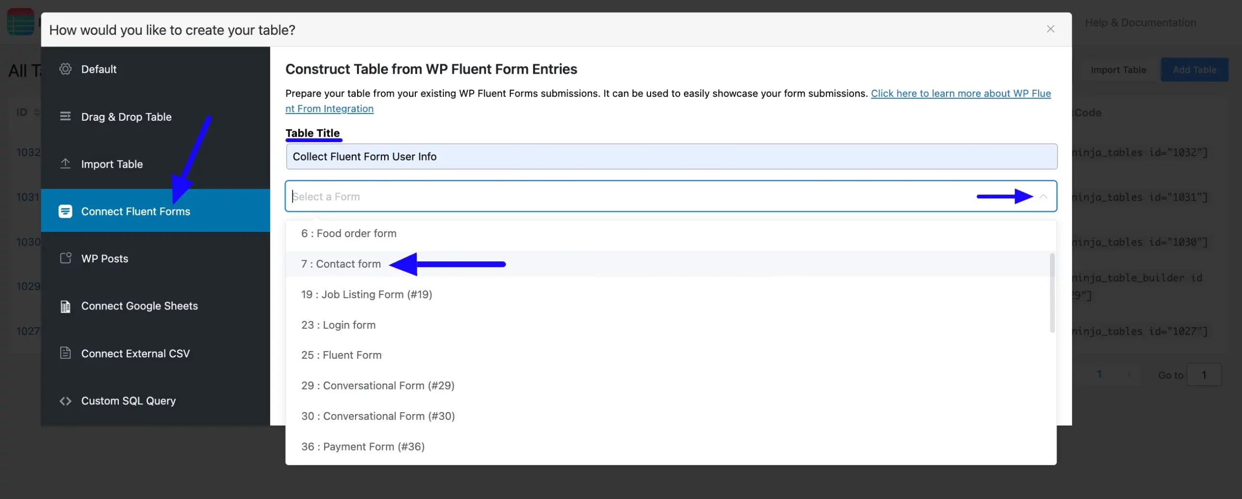 Connect Select Fluent Forms