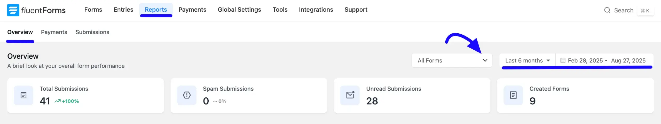 Reports Dashboard Overview step