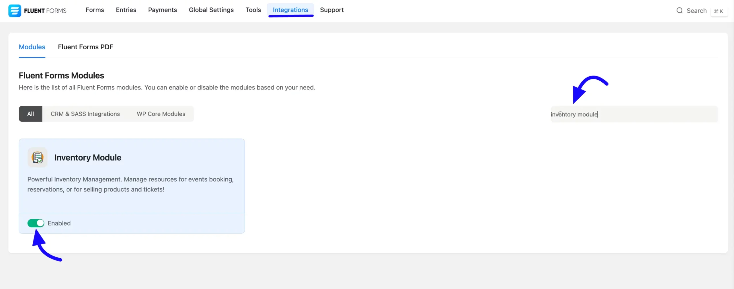 Enable Inventory Module Global Inventory Manager