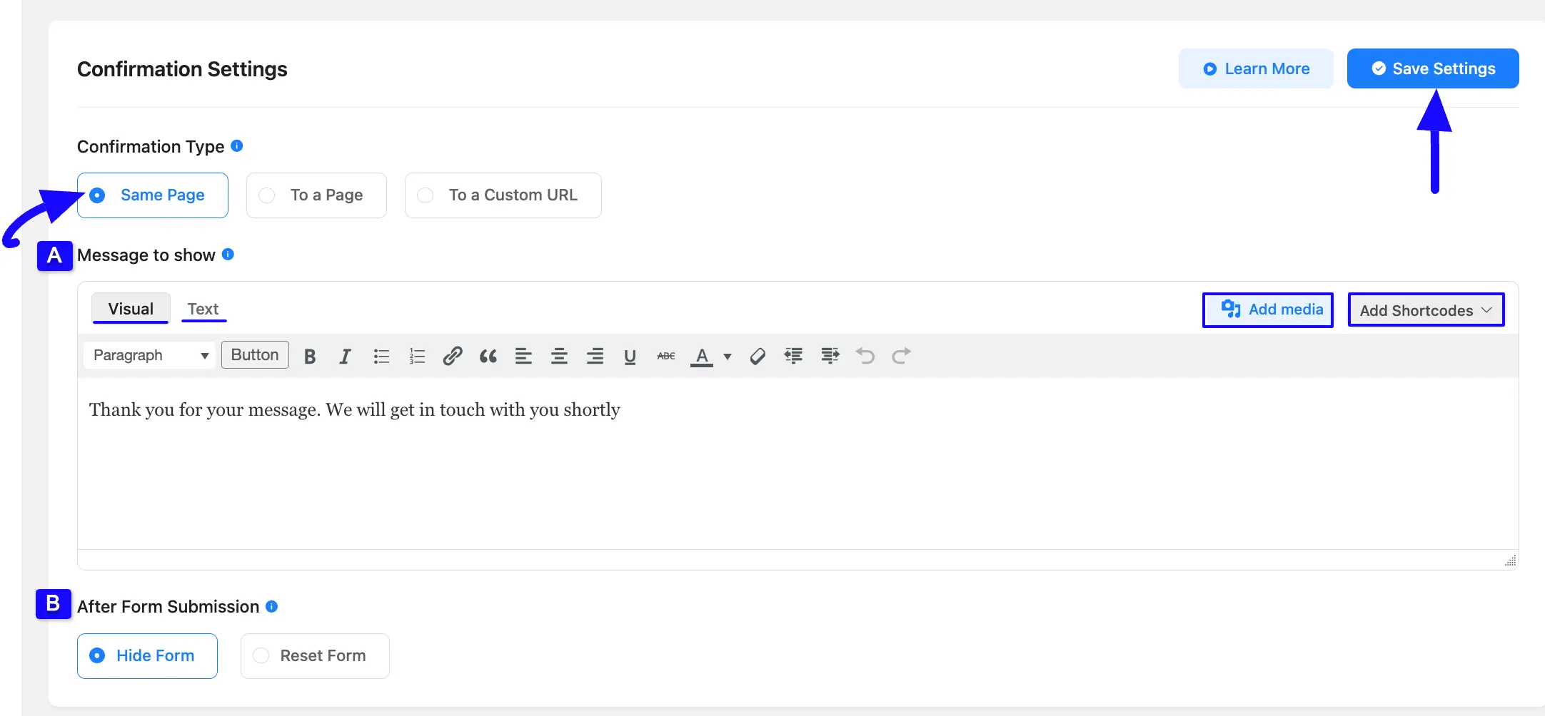 Same Page Confirmation Type