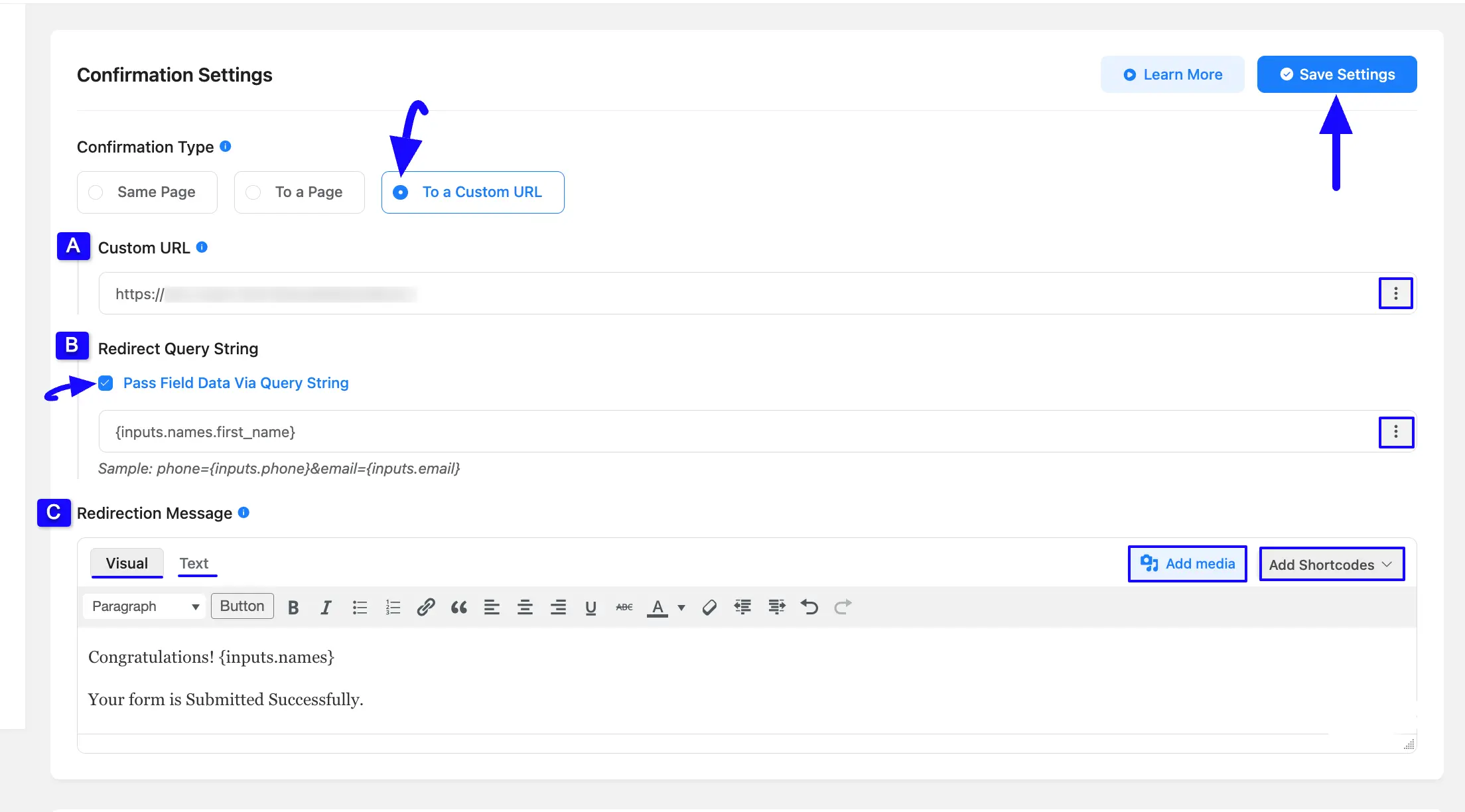 Custom URL Confirmation Type