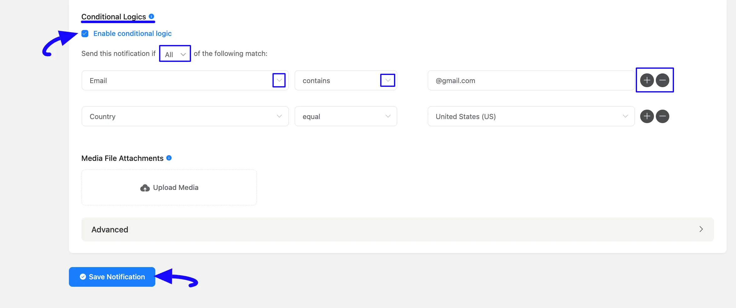 Enable Conditional Logics