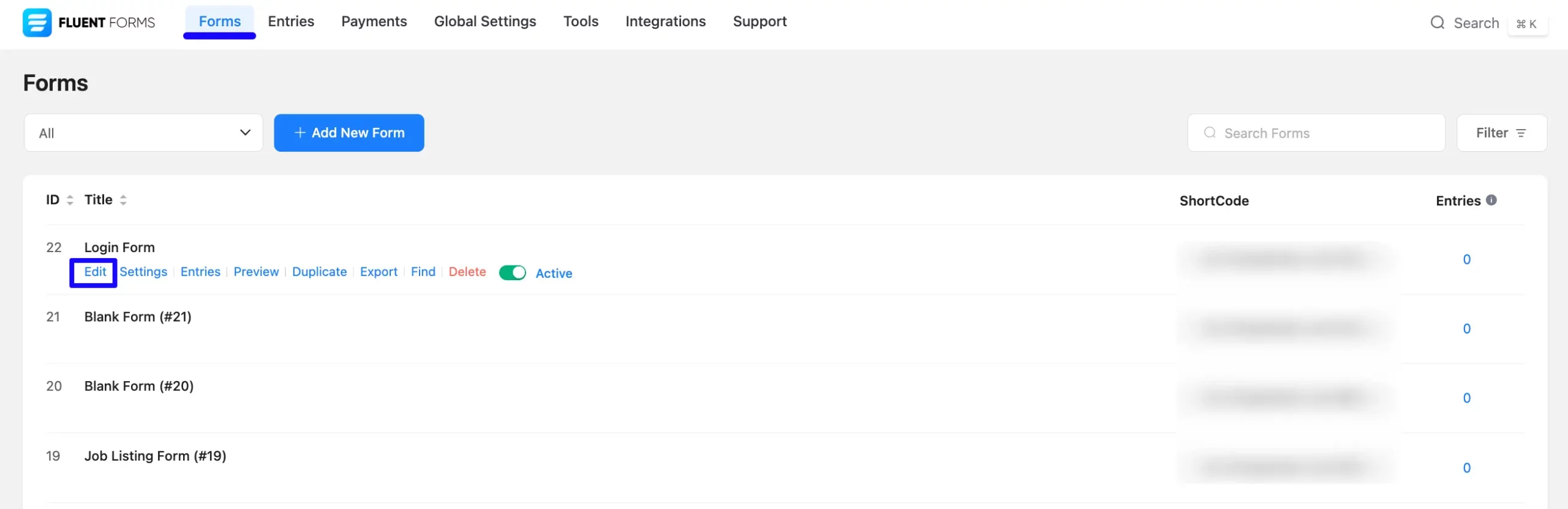 Editor Fluent Forms