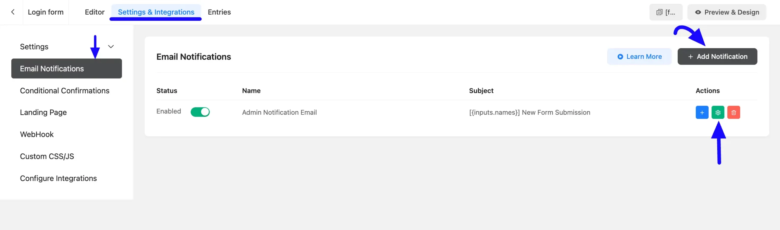 Settings Integration Email Notification Add Notification Conditional Email Routing