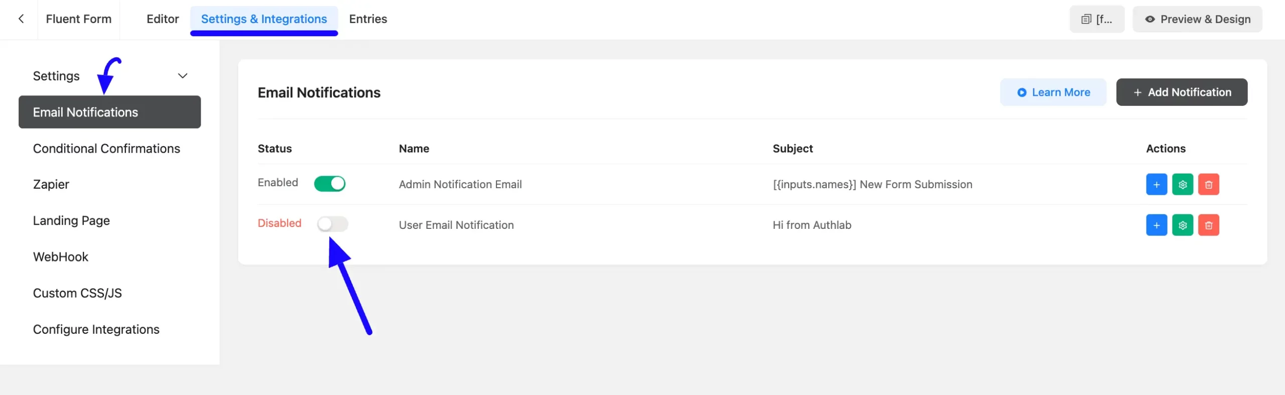 Enable Email Notification Fluent Forms Not Sending