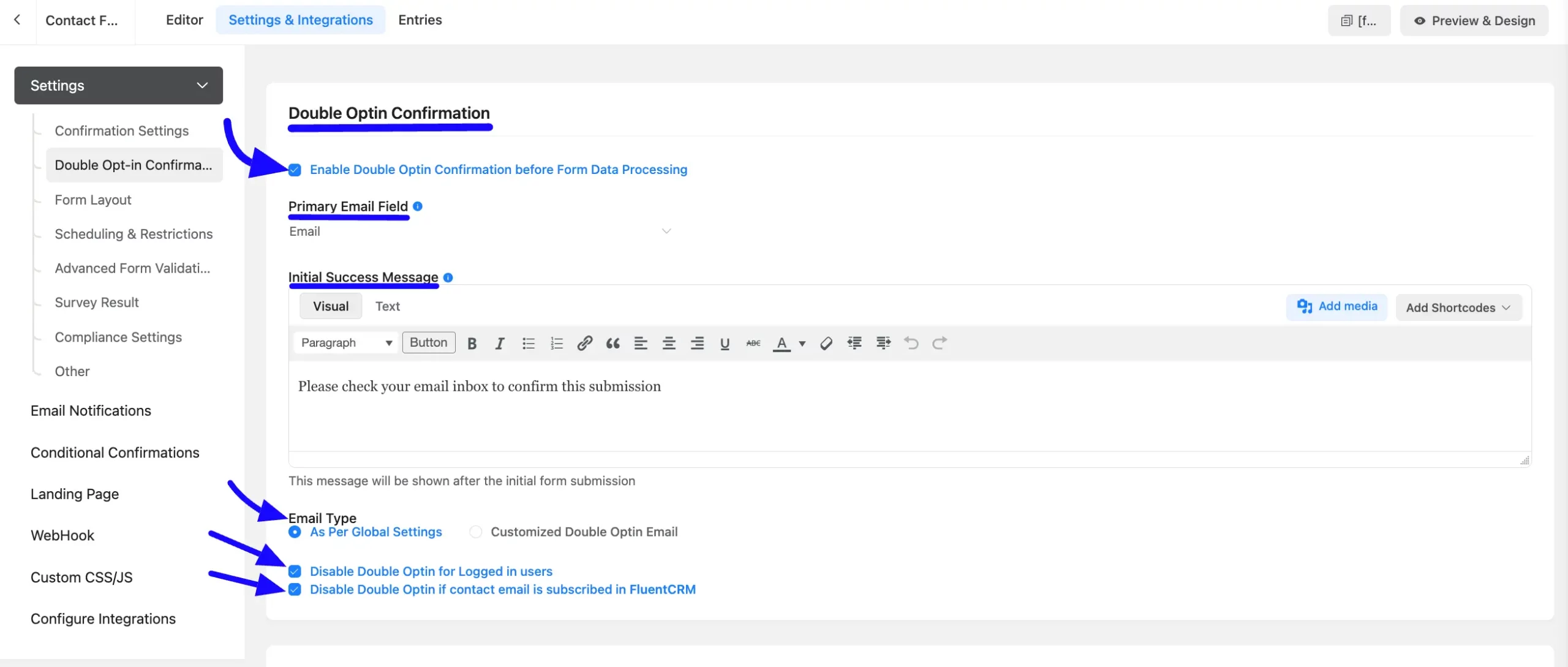 Set up Double Opt-in emails step