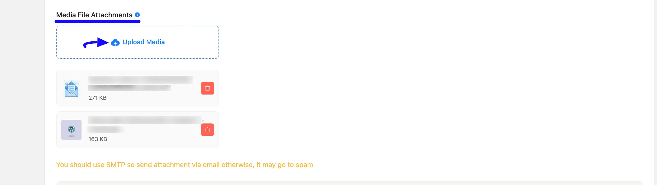 Media File Attachments Option