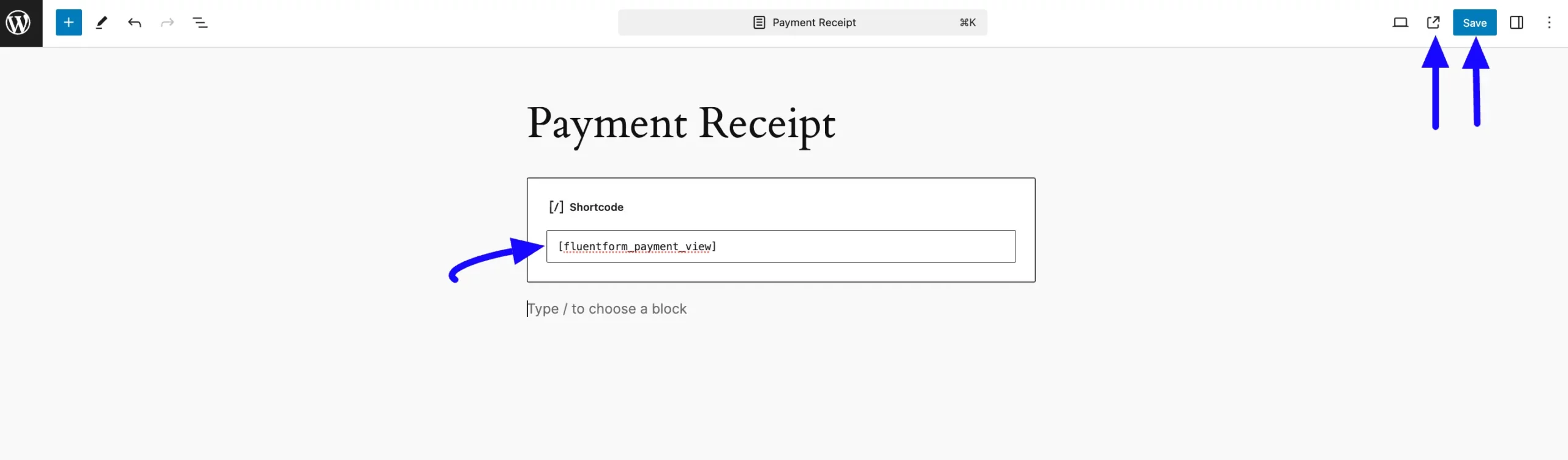 Payment Receipt Shortcode