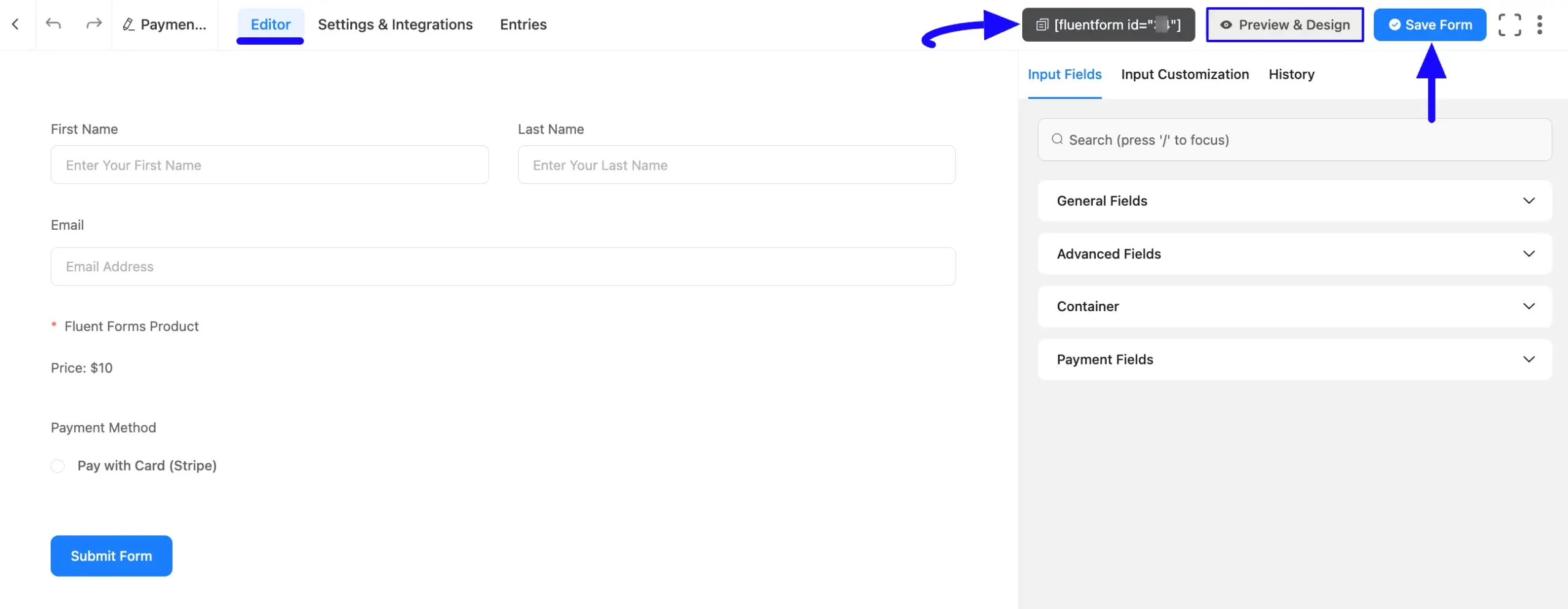 Save Payment Create a Payment Form