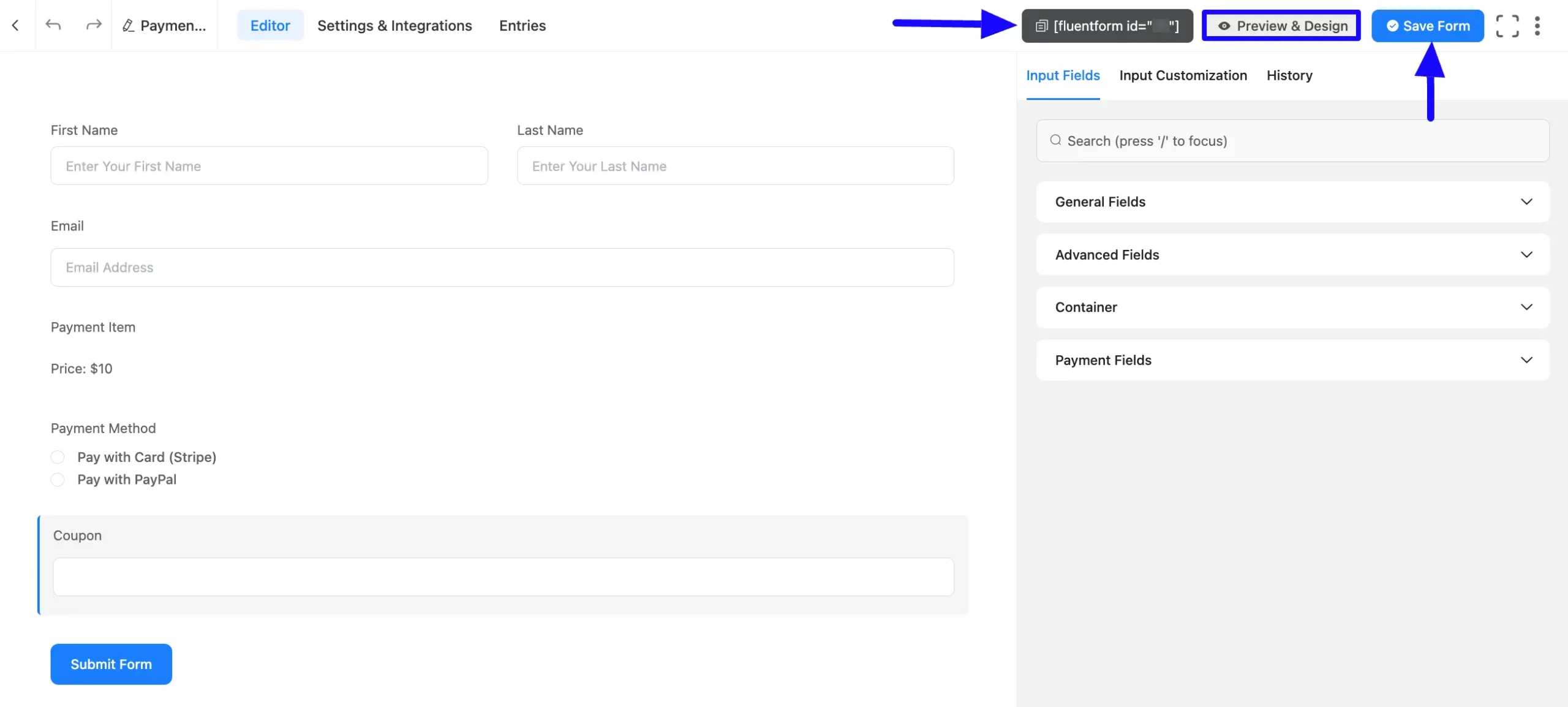 Save Coupon Field in Payment