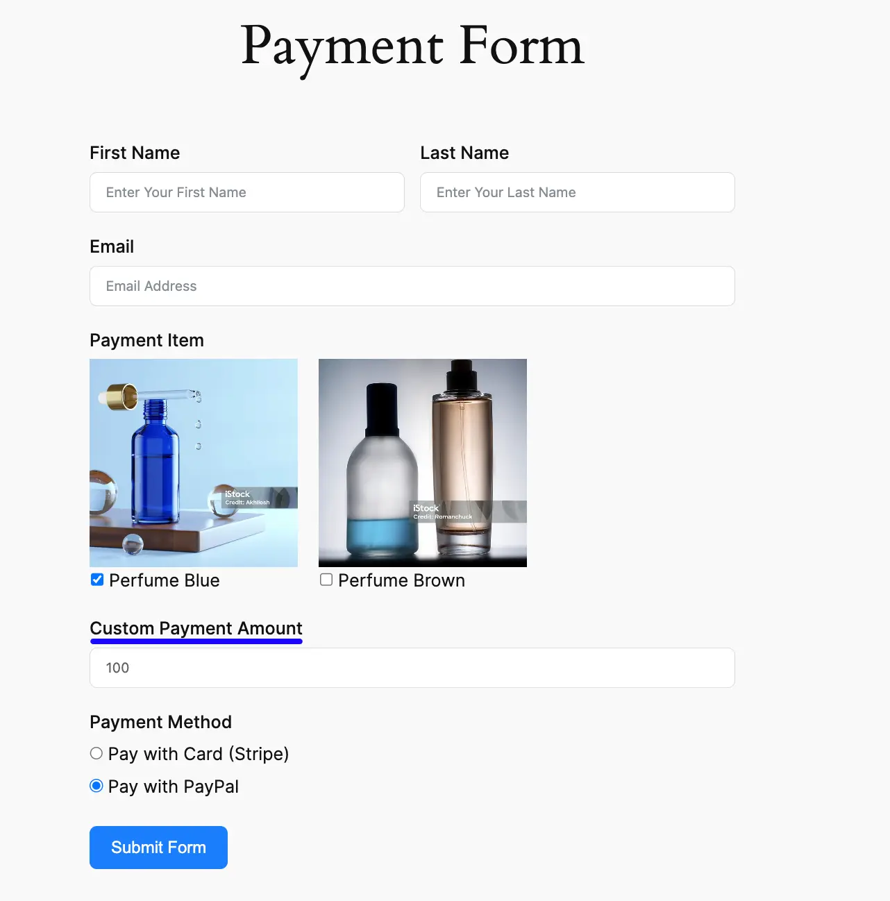 Preview Custom Payment Amount Field